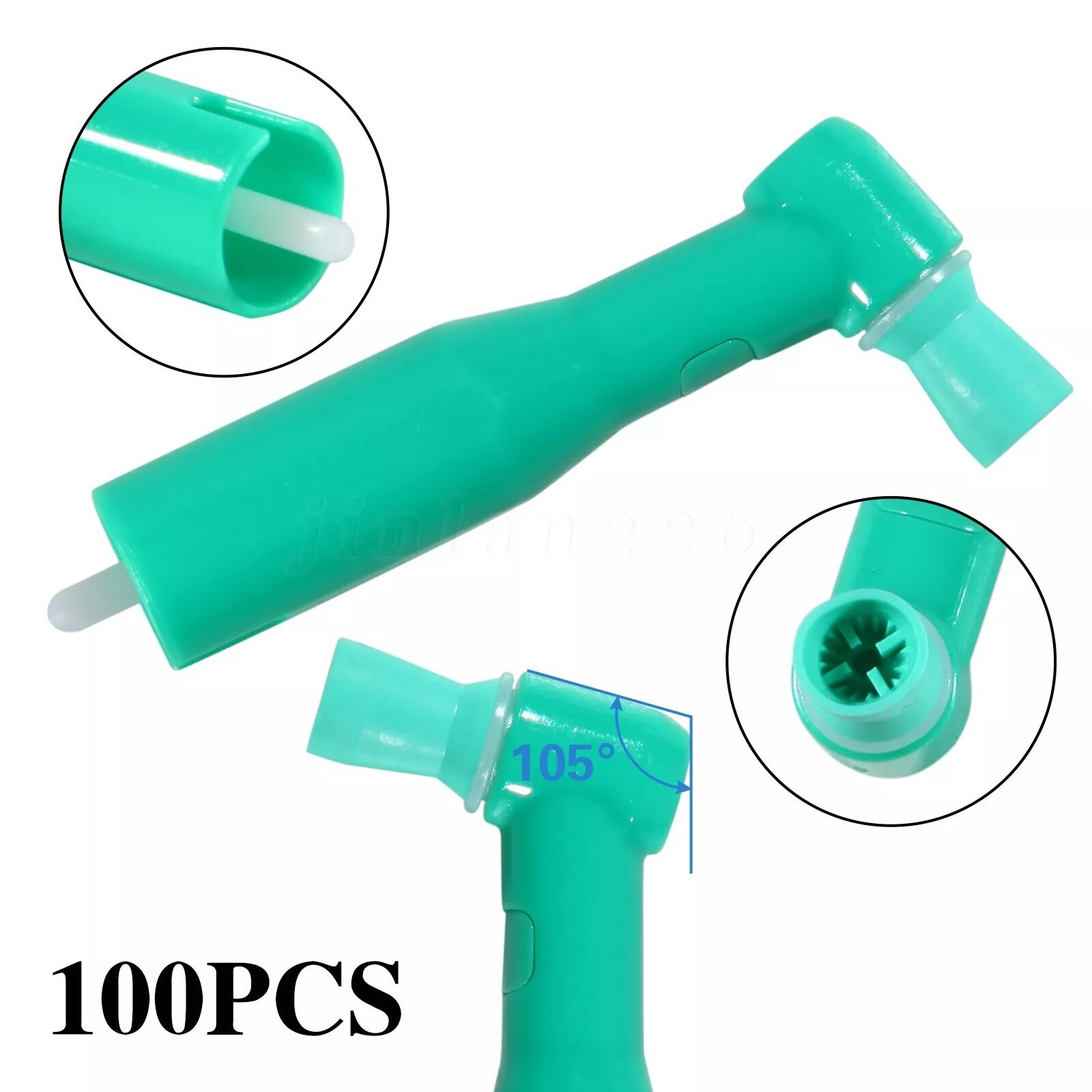 100 pcs Dental Disposable Prophy Angles soft 105° angle -Latex Free green USA