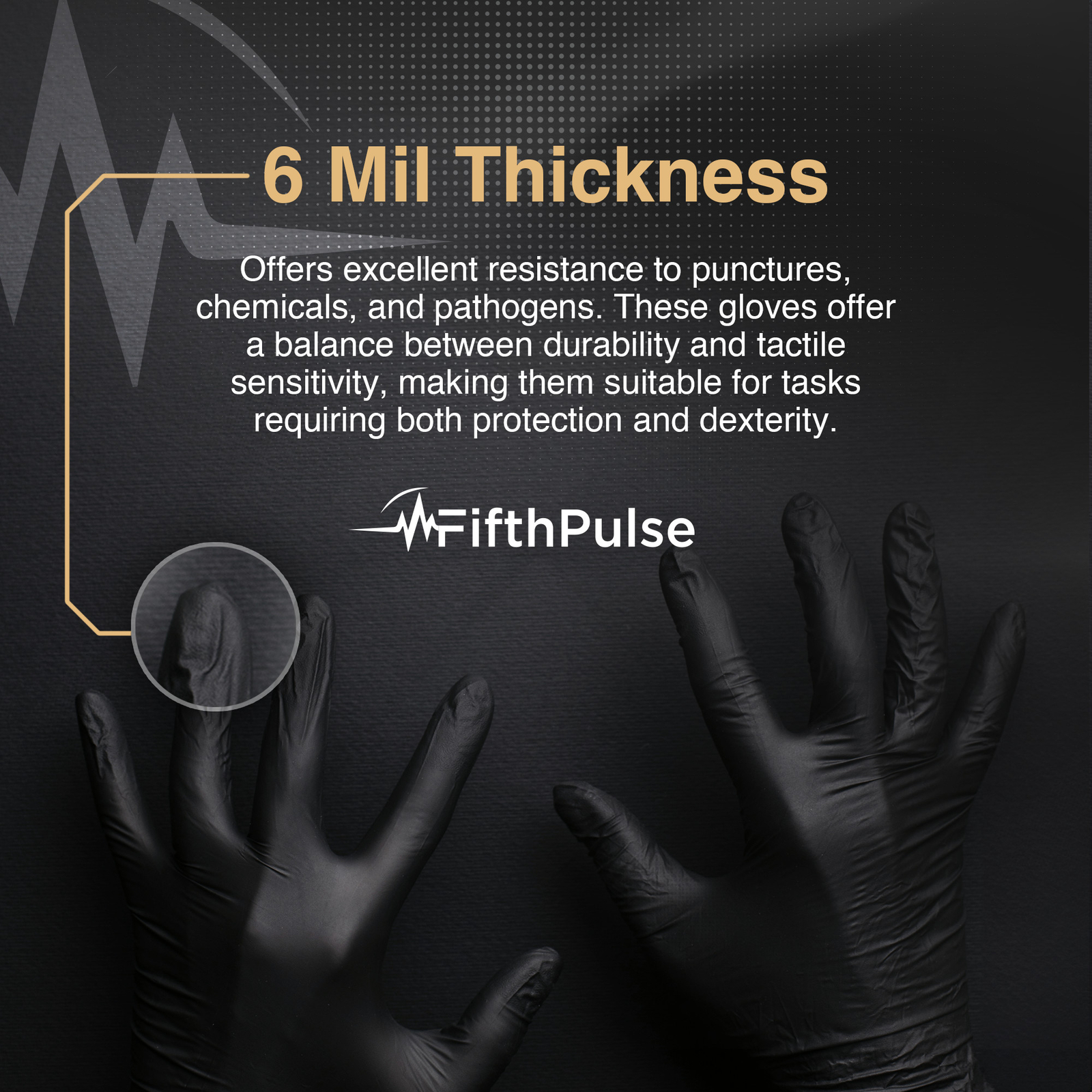 FifthPulse Chemo-Tested Fentanyl Resistant Nitrile Exam Gloves Black 200 Ct XL