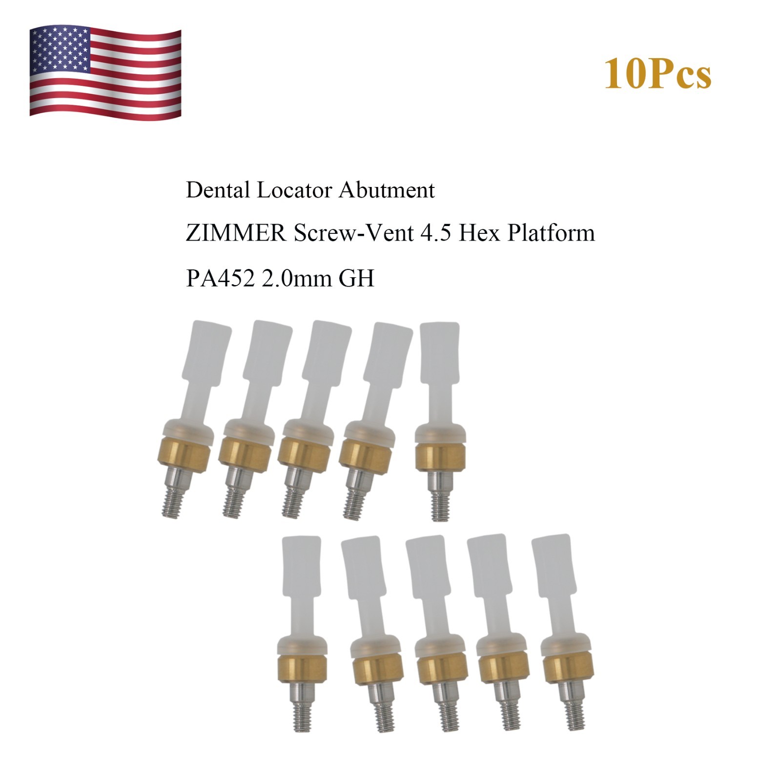 Dental Attachment Locator Abutment for Zimmer Screw-Vent 4.5 Platform 1-5.0mm H