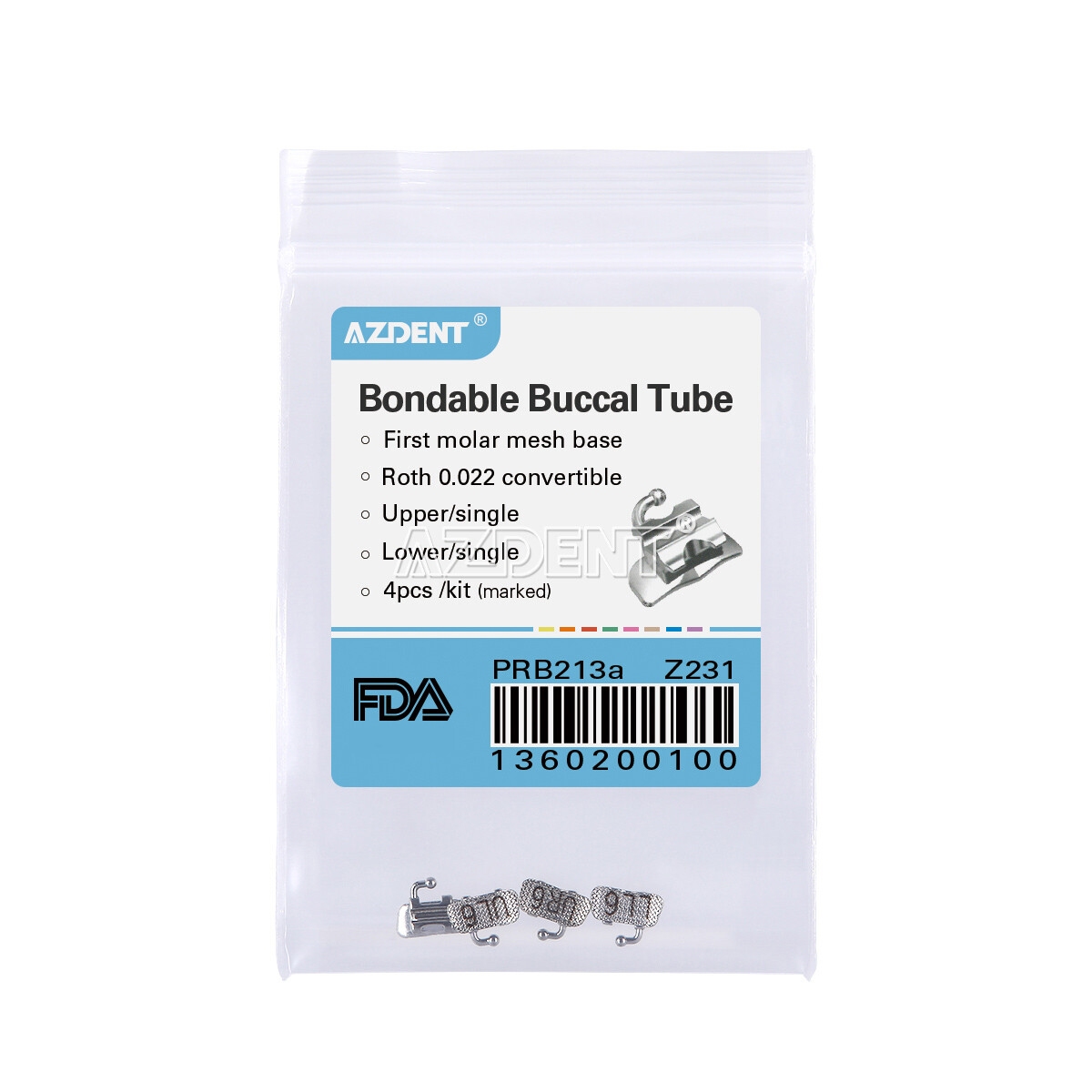 AZDENT Dental Orthodontic 1st 2nd Molar Buccal Tube Roth/MBT 018/022 Bondable