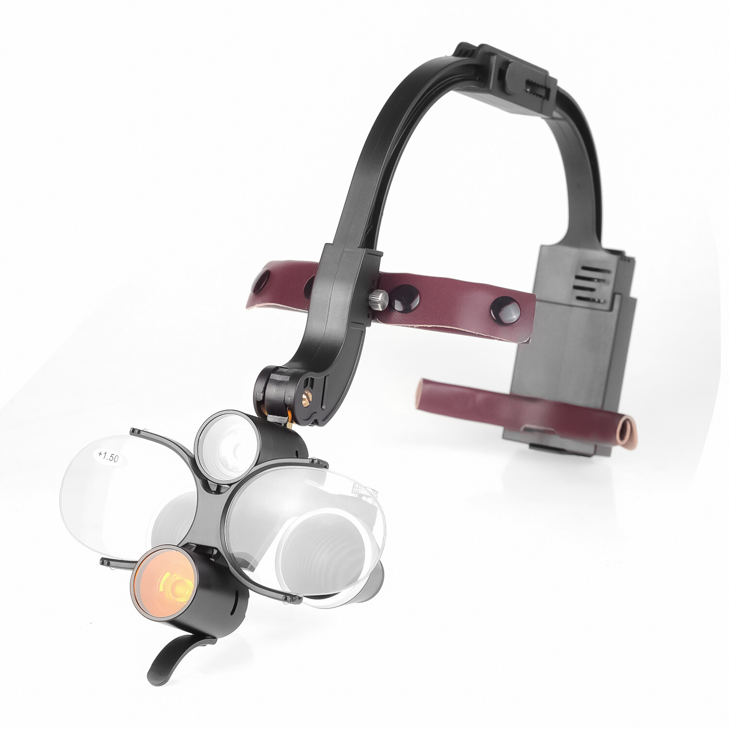 Dental Optical 5W Wireless LED Headlight Two LED Lights+3.5X-420 Loupes+AL-BOX