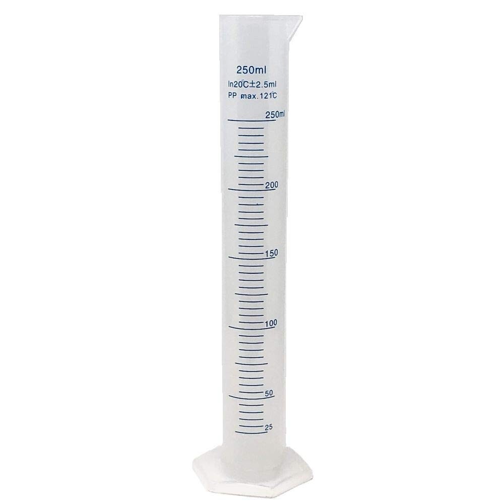 250ml Polypropylene Graduated Cylinder Single Metric KarterSci (Case of 6)