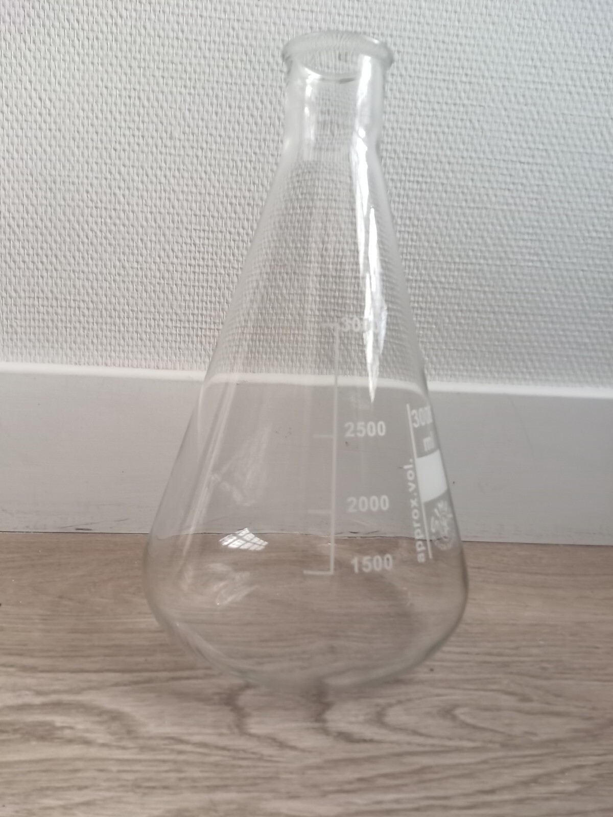 Erlenmeyer verre borosilicate 3000 ml (3 L), état neuf, qualité SIMAX, Europe