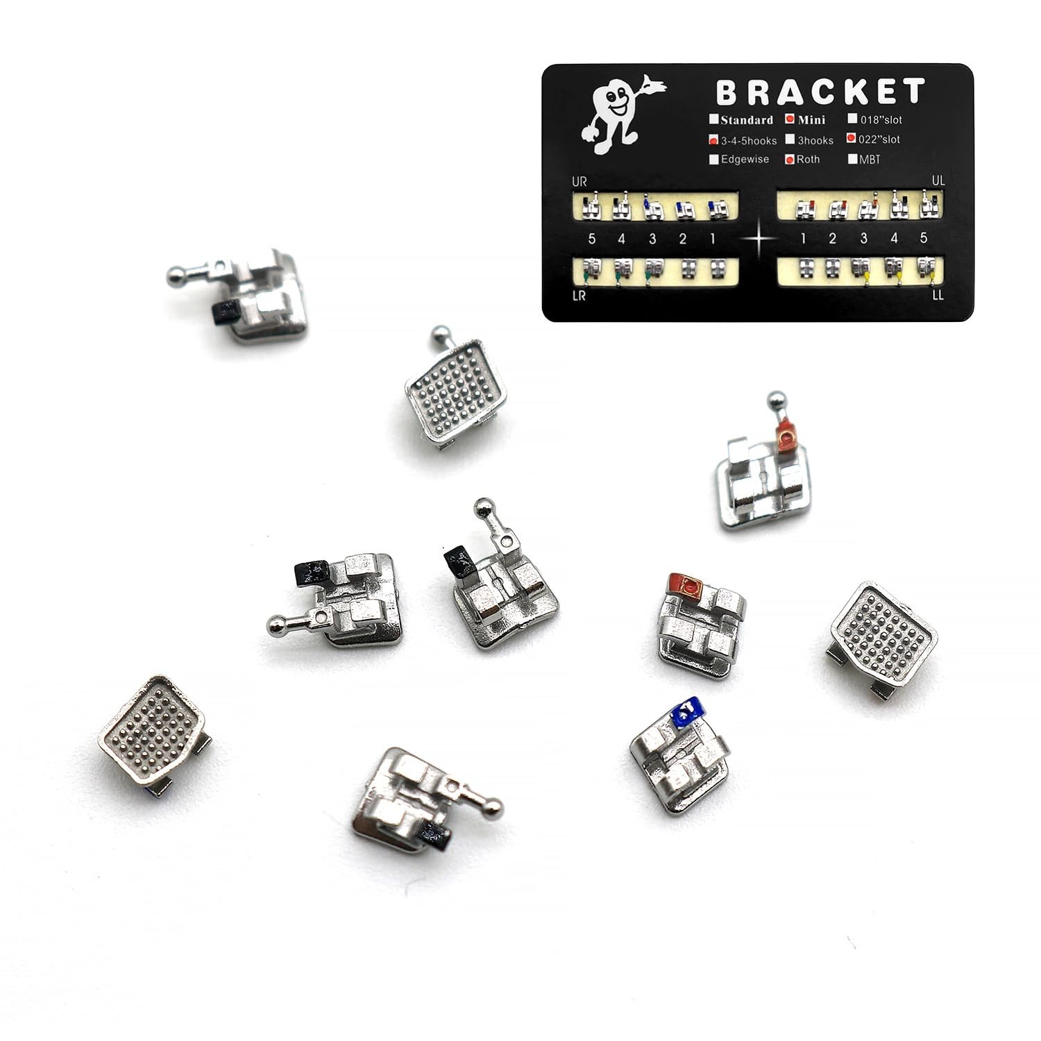 200-Pack Mini Roth Bondable Brackets with Hooks – Optimal Orthodontic Tools