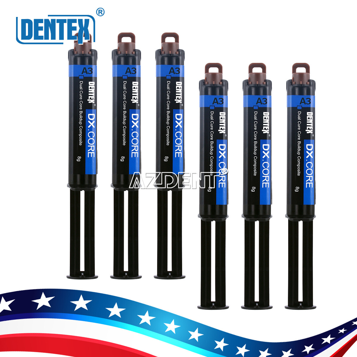 Dentex Dental Dual Cure Flowable Composite Resin Syringe Core Build Up A3 8g/pc