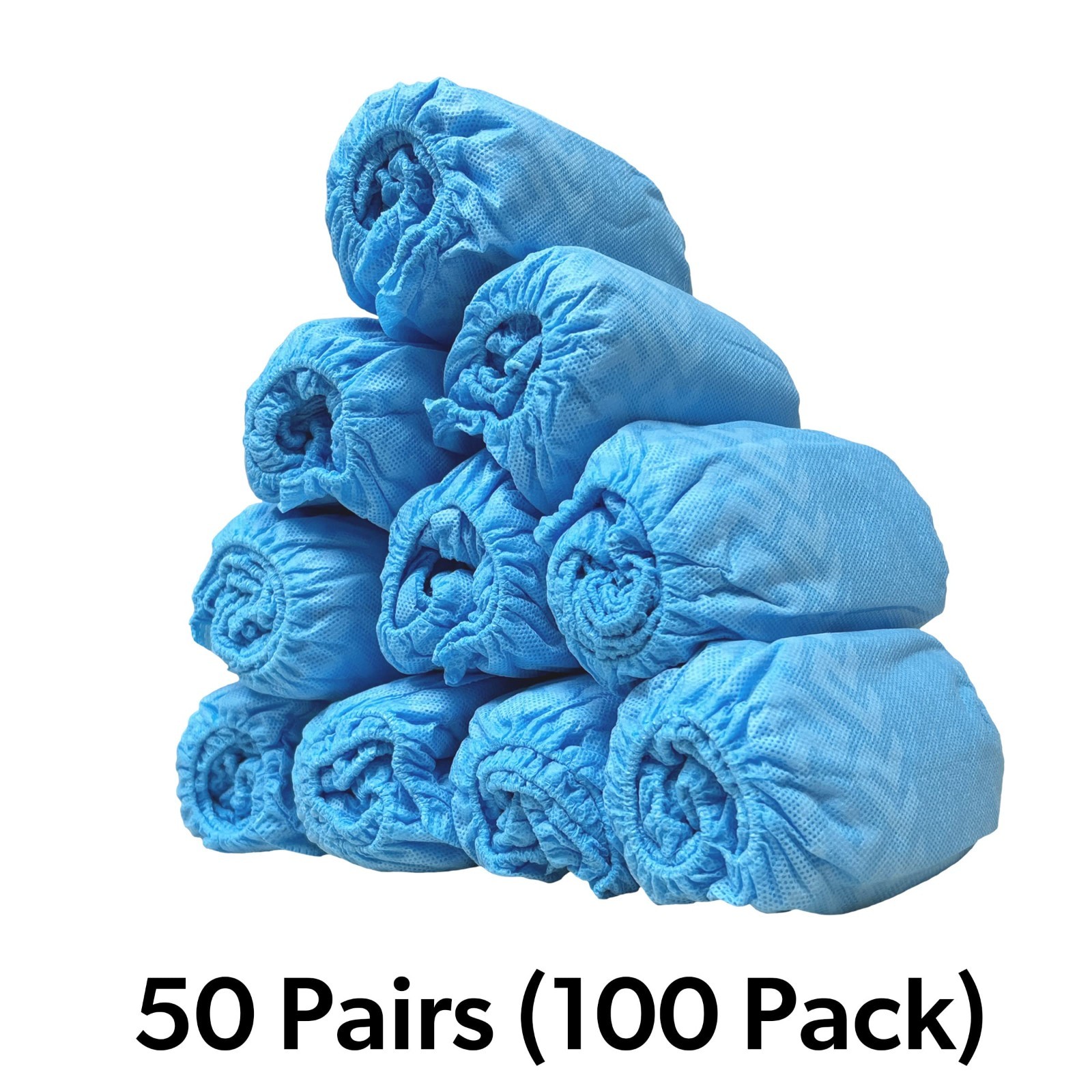 100 Pack Extra Large Blue Disposable Shoe Covers – Non-Slip Reusable Booties