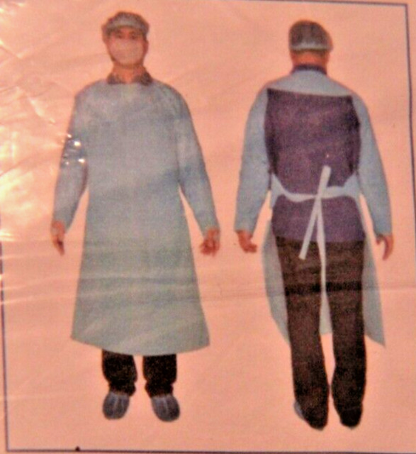 (10) Disposable LEVEL 2 Gowns Aprons BLUE POLY Protective Suit W/ Thumb Hole