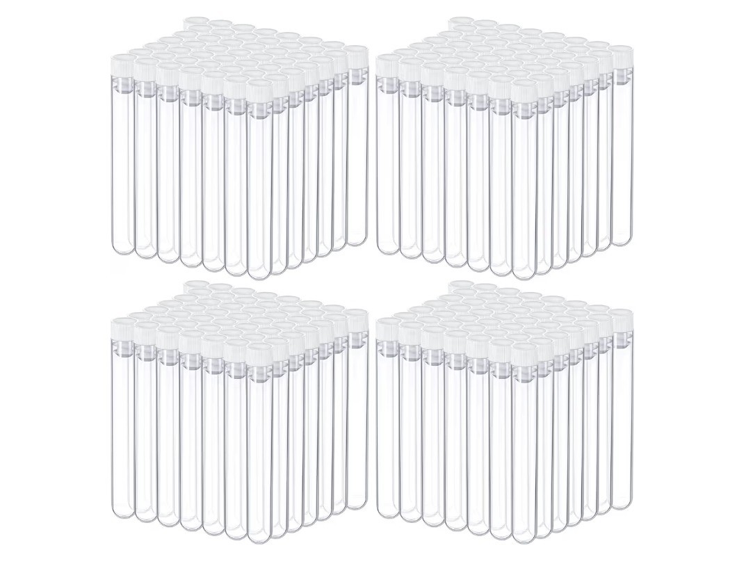 300 Pcs Test Tubes 8 ml Clear Plastic Test Tubes with Caps 8ML Small 3.94″ Seal