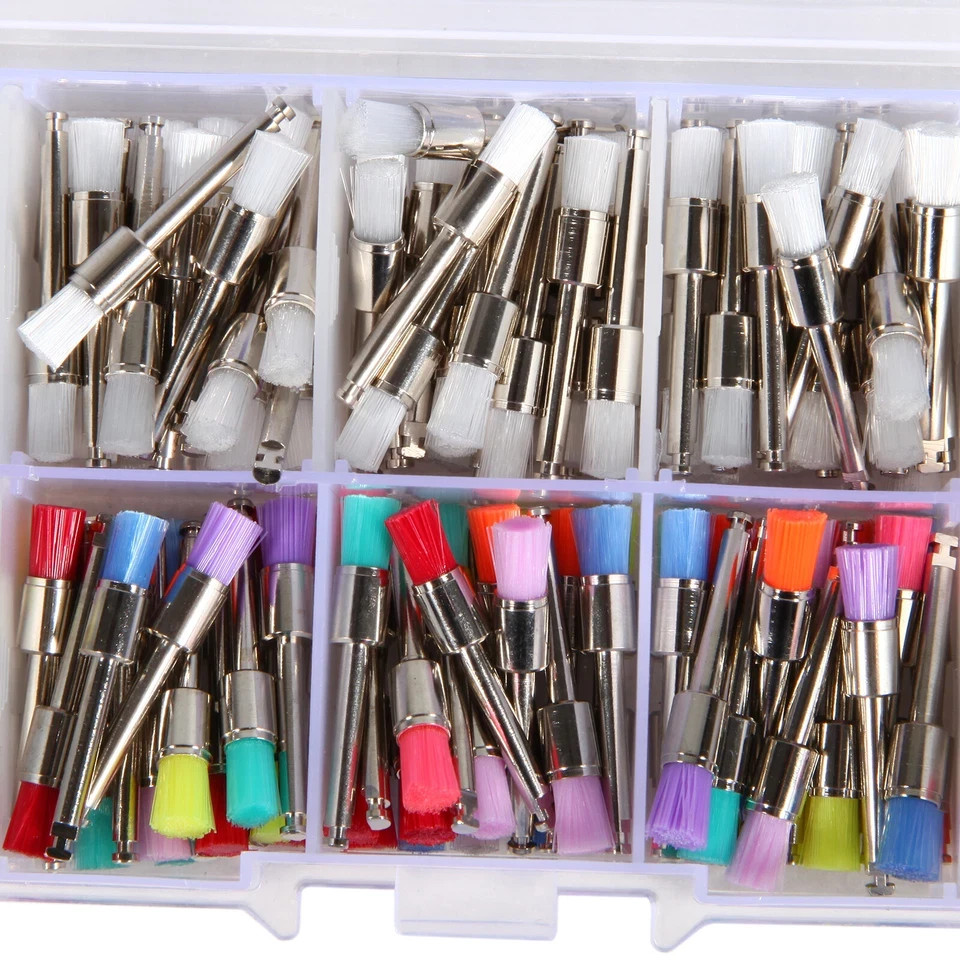 200pcs Mixed Dental latch type prophy polishing brush flat tapered Brushes types