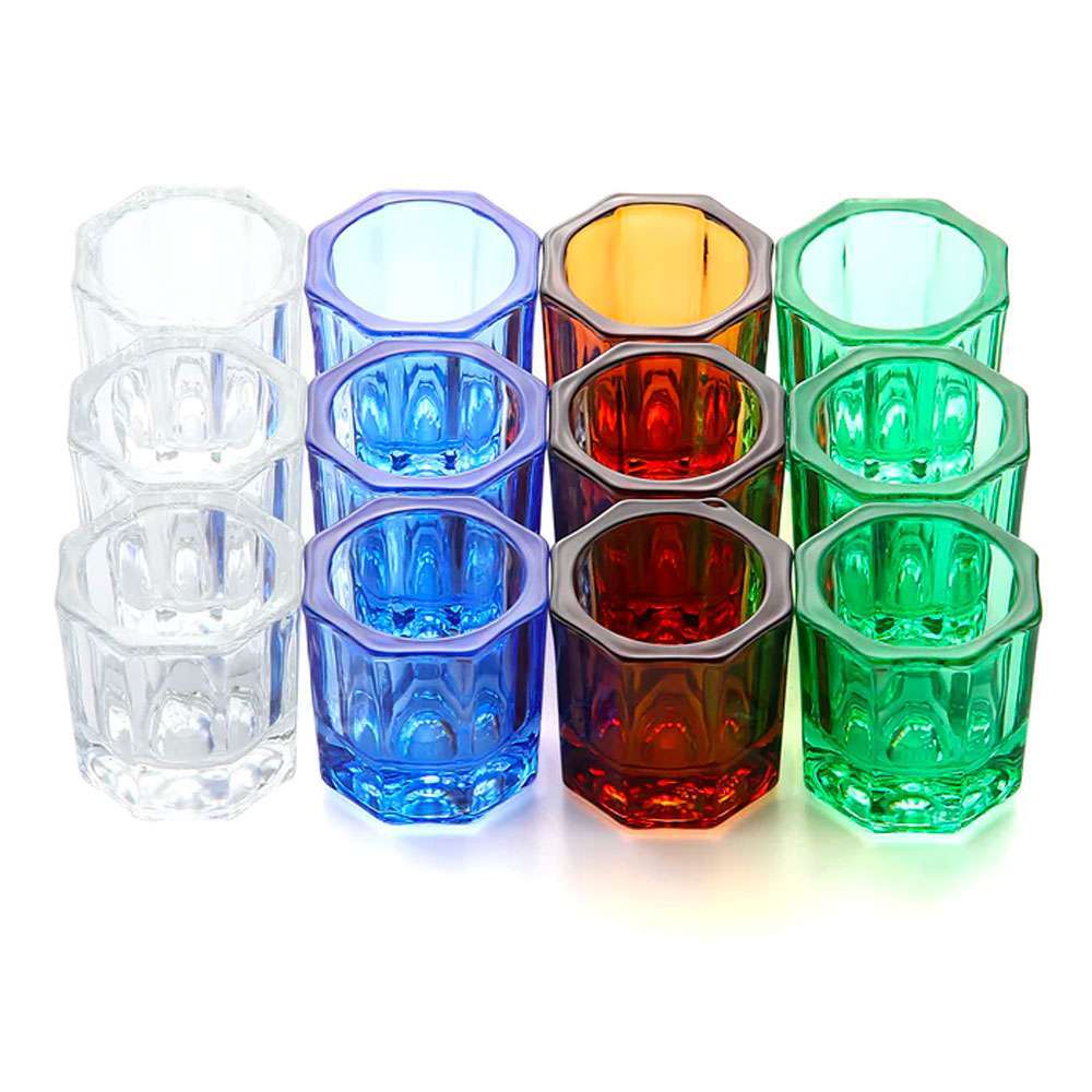 JMU Dental Glass Dappen Dishes, 33.33mm, Assorted Colors, 12/Box
