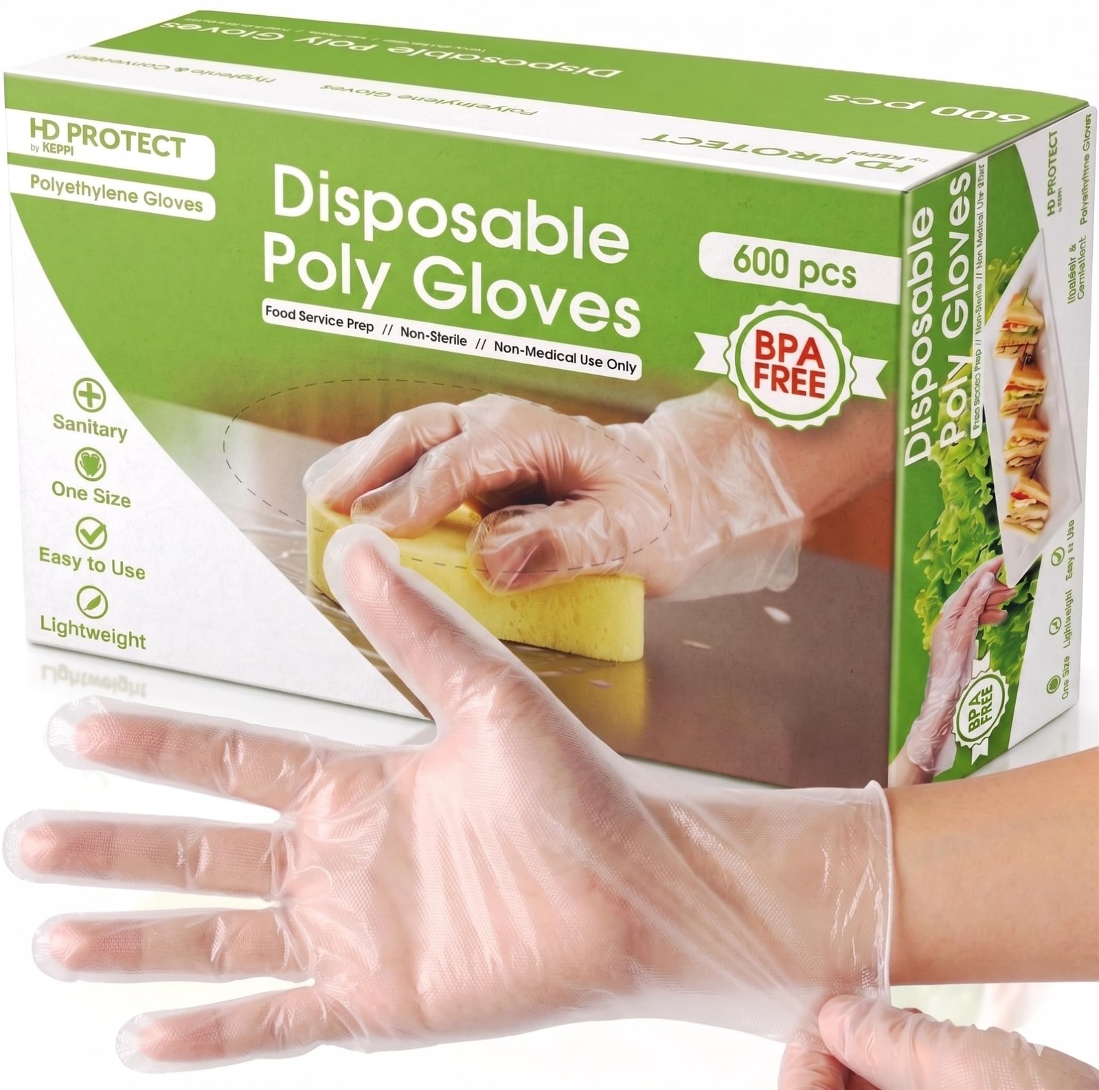 600 Pack Disposable Food Prep Gloves – Clear Polyethylene, Latex- BPA & Powde…