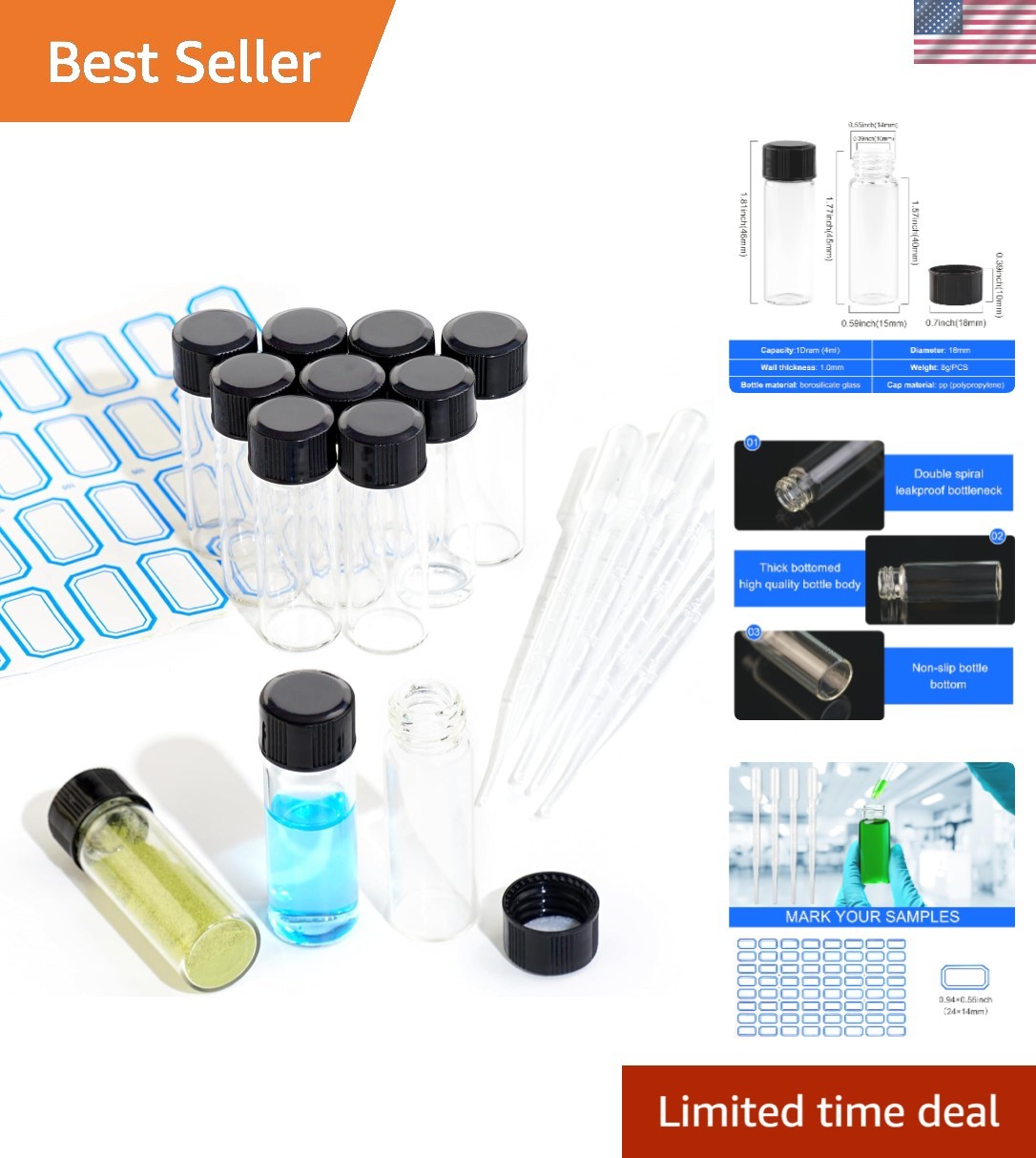 Versatile 10PCS 4ml Glass Sample Vials with Droppers – For Travel & Storage