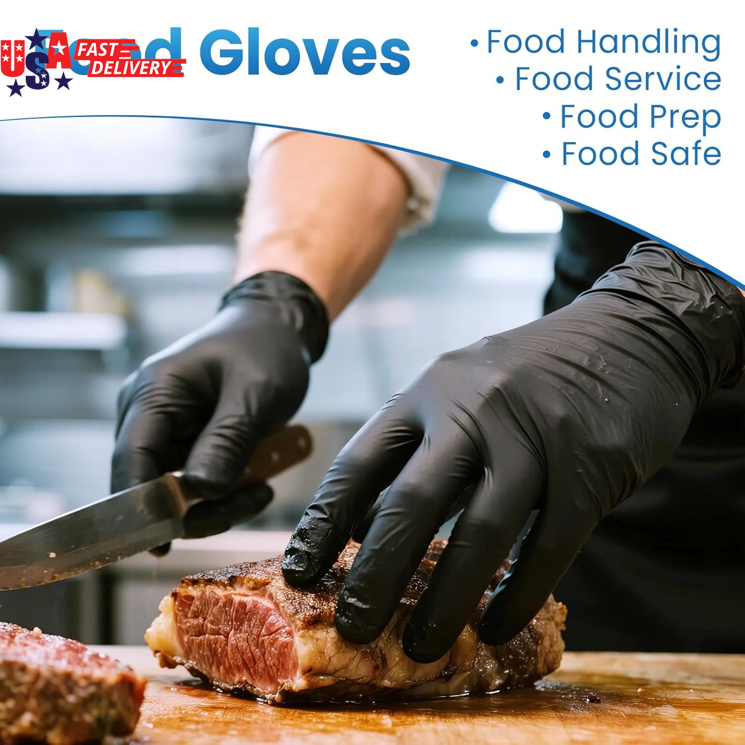 Nitrile Gloves Large, 100 Count Disposable Gloves, Black, Latex-Free Powder-Free