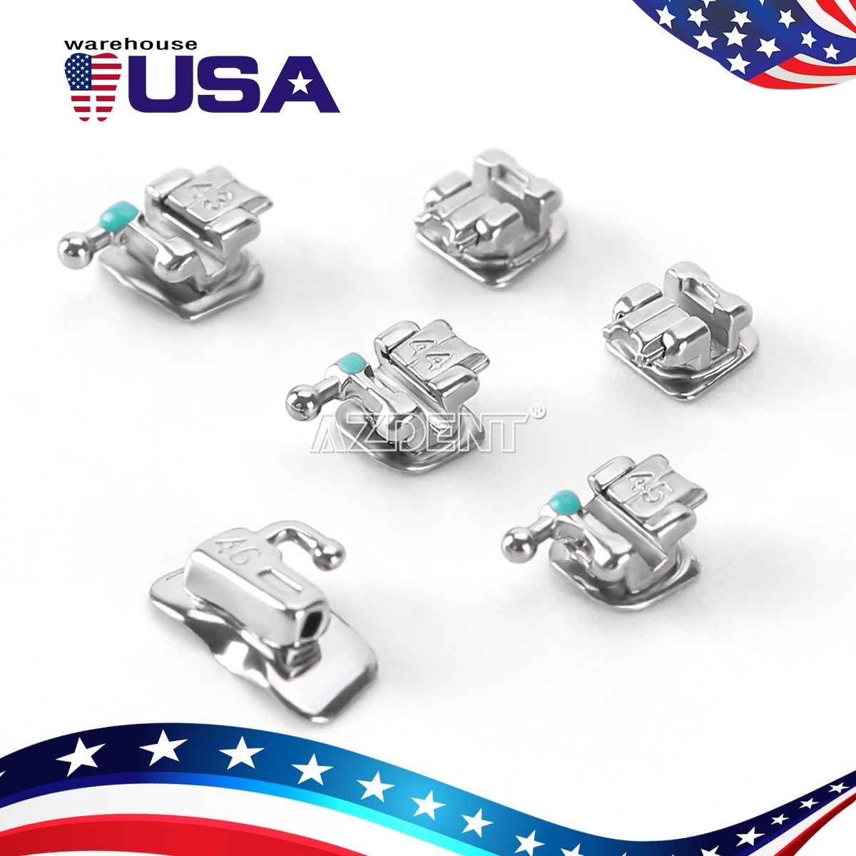 AZDENT Dental Ortho Brackets Active Self-Ligating Brace Mini Roth 022 Hooks 345