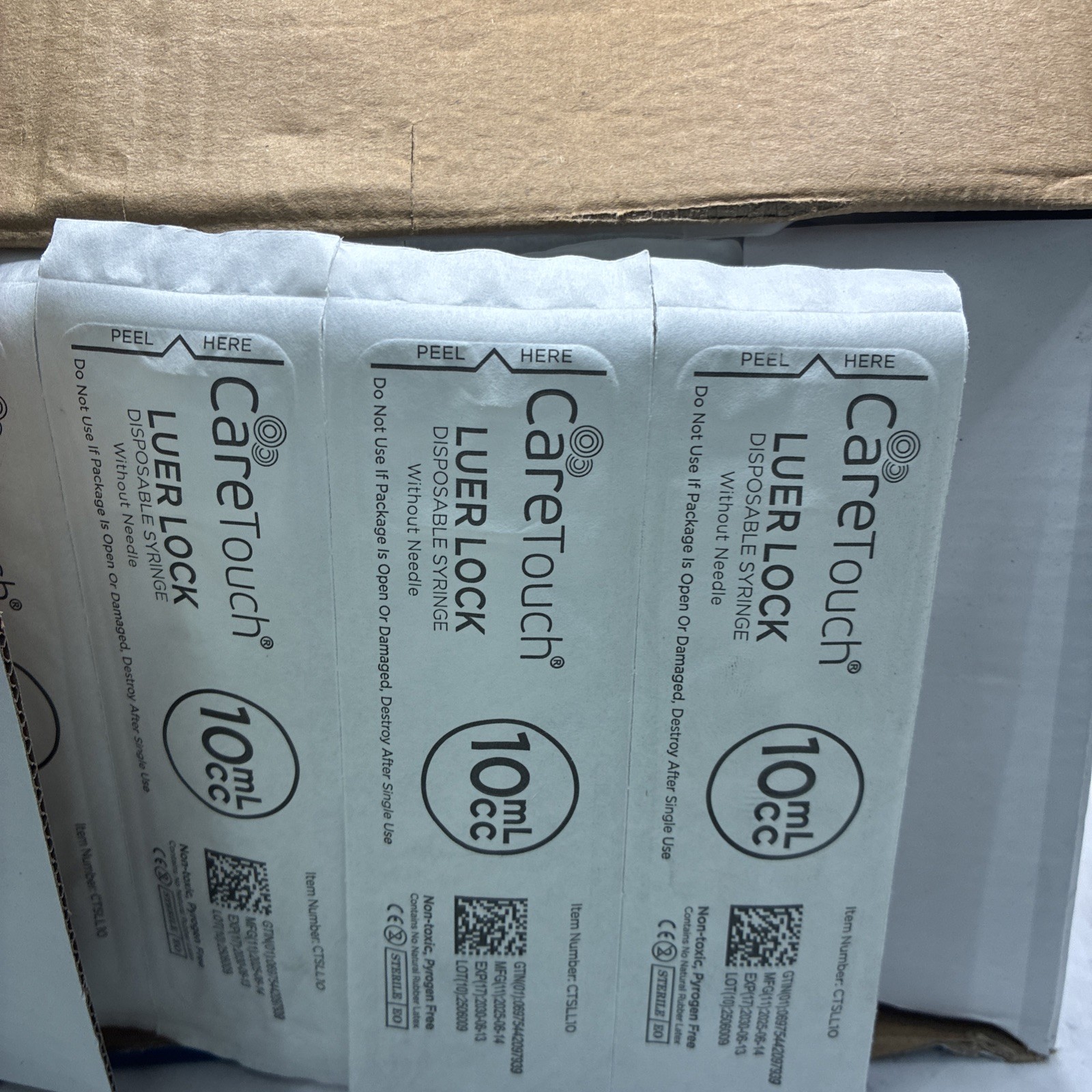 Care Touch 10mL Syringe Only – Luer Lock Tip NO NEEDLE ,100 PACK