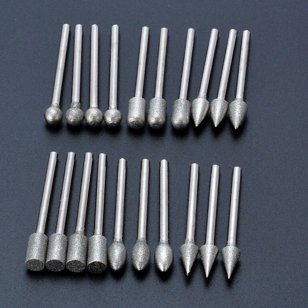 20Pcs 120 Dental Grinding Grit Diamond Burr Set Drill Bits Set for Rotary Tool