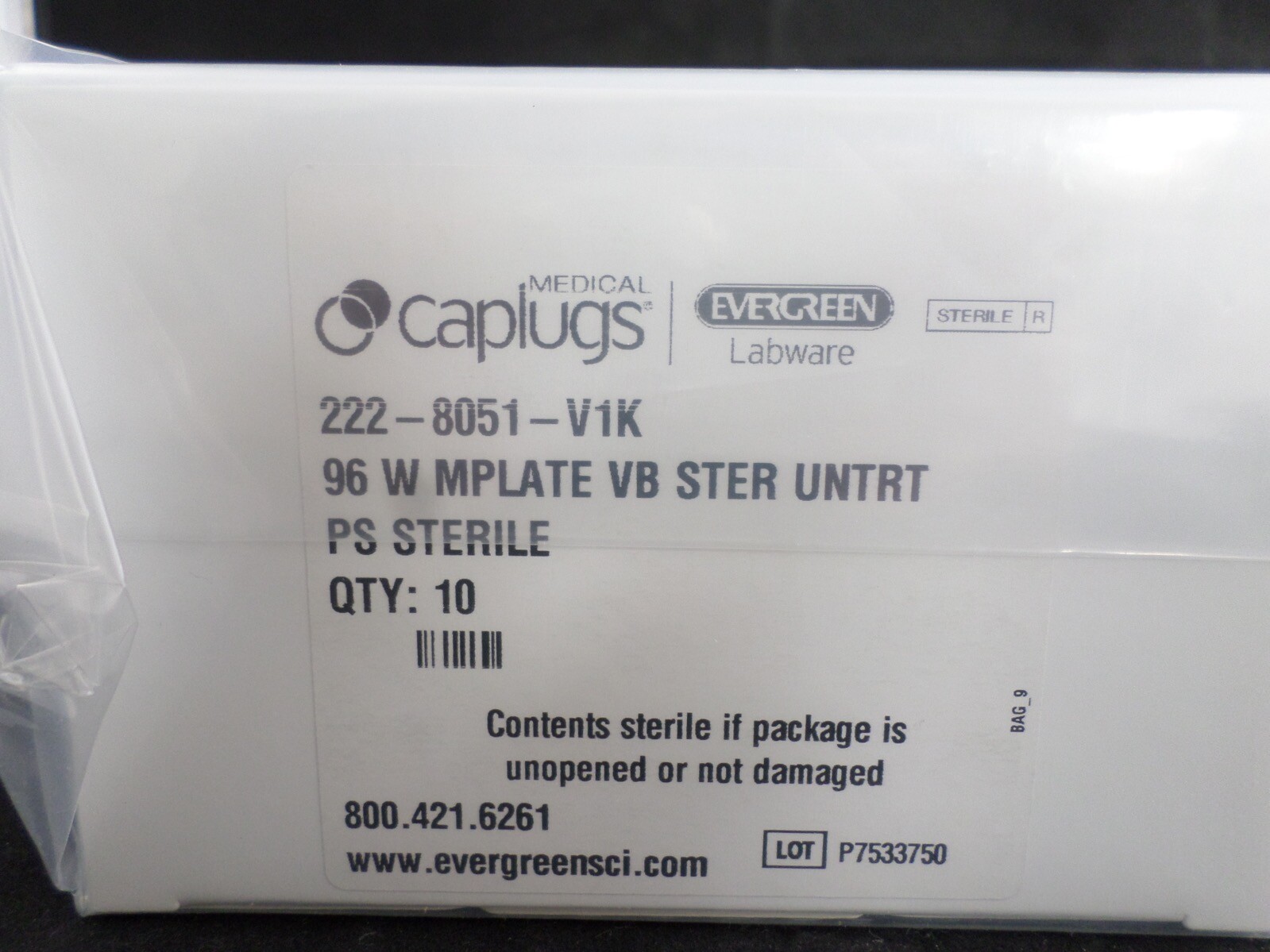 EVERGREEN CAPLUGS Conical Bottom Sterile PS 96-Well Plates 222-8051-V1K (100/cs)