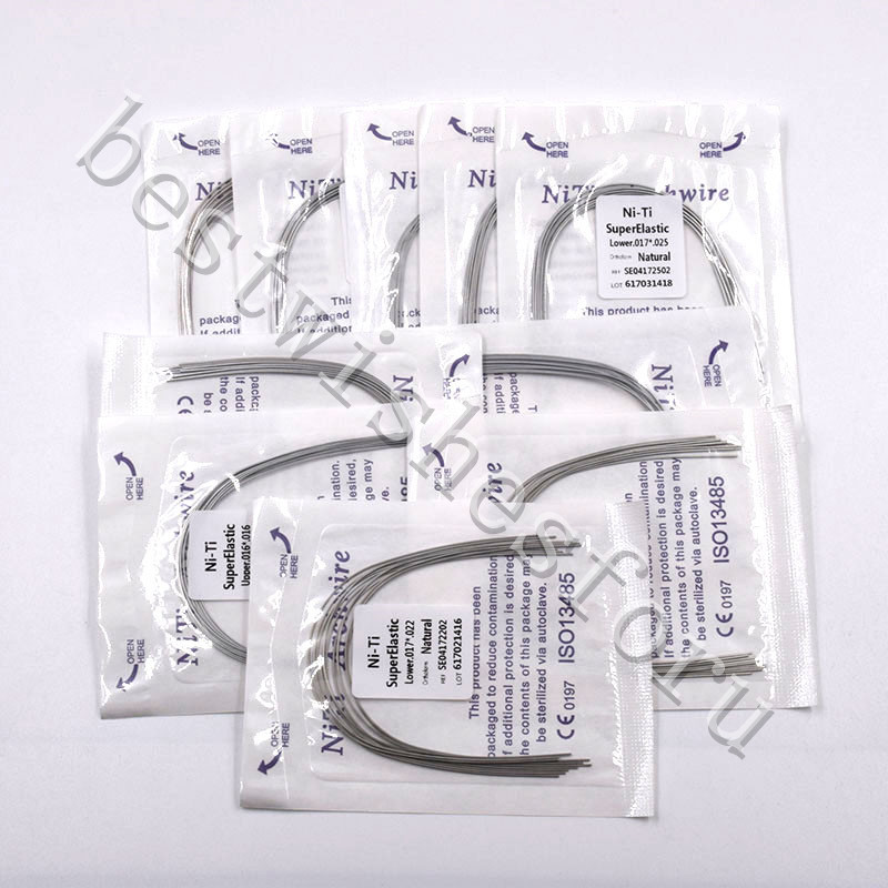 100 Pcs Dental NITI Rectangular Arch Wire Natural Upper Lower 014*025-021*025
