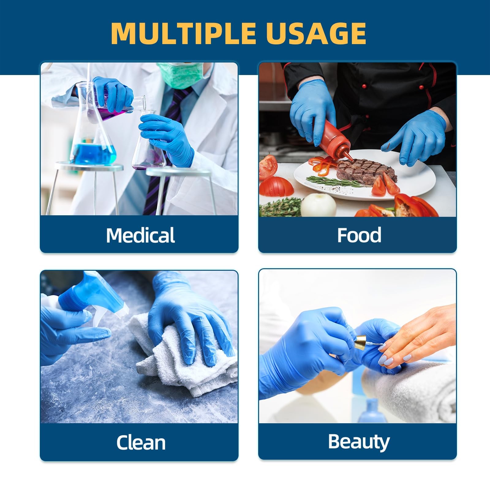 Nitrile Exam Gloves, 3.5-Mil Blue Disposable Medium (Pack of 1000),