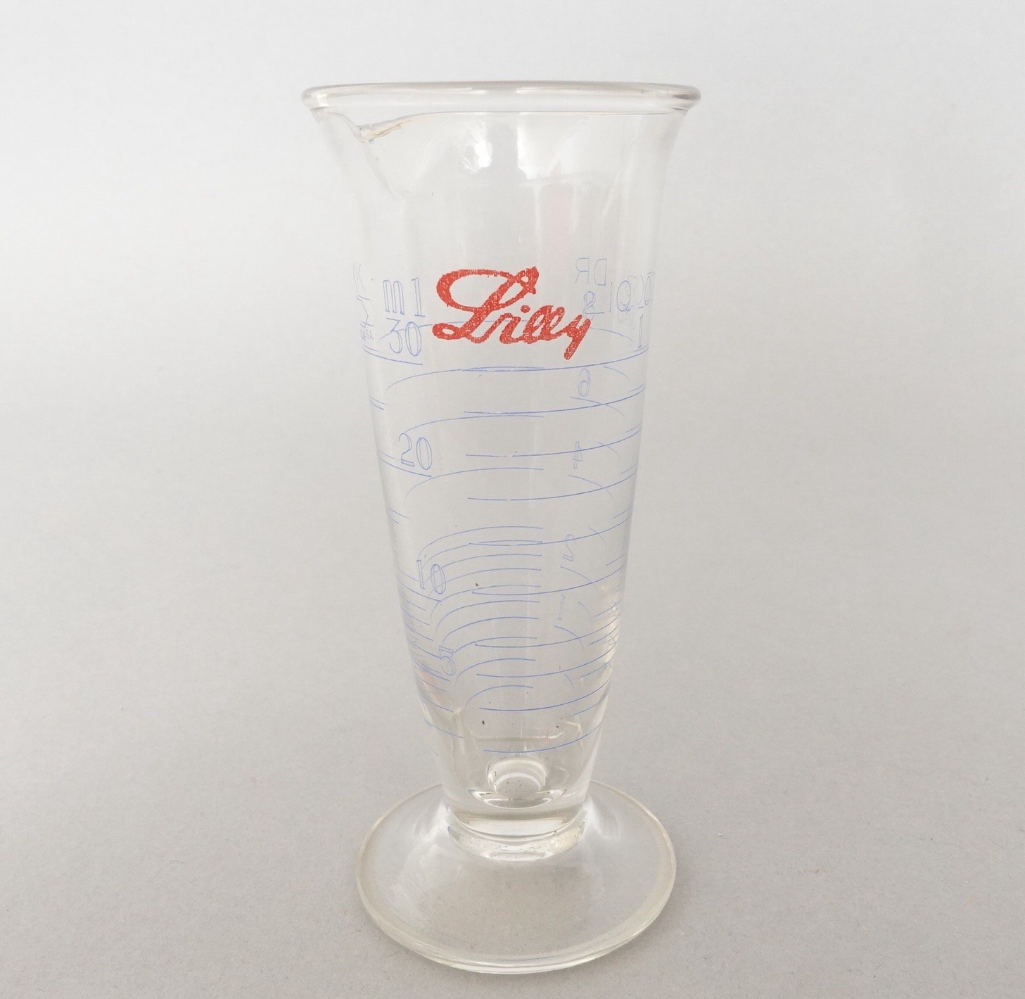 Vintage Eli Lilly Pharmaceutical Footed Beaker 30 mL Apothecary Lab Glass