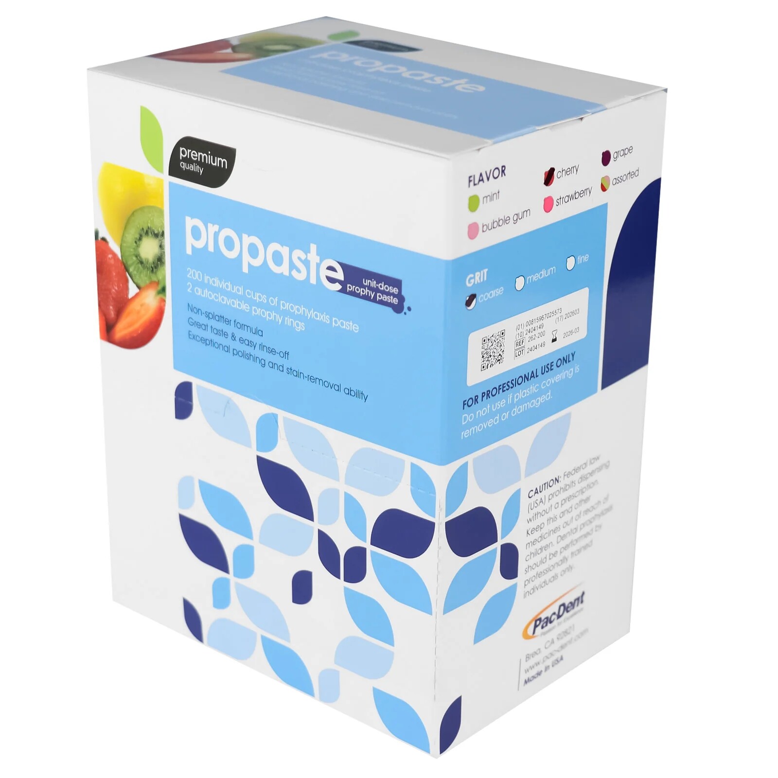 ProPaste Dental Prophy Paste 200 cups with 2 plastic autoclavable prophy rings