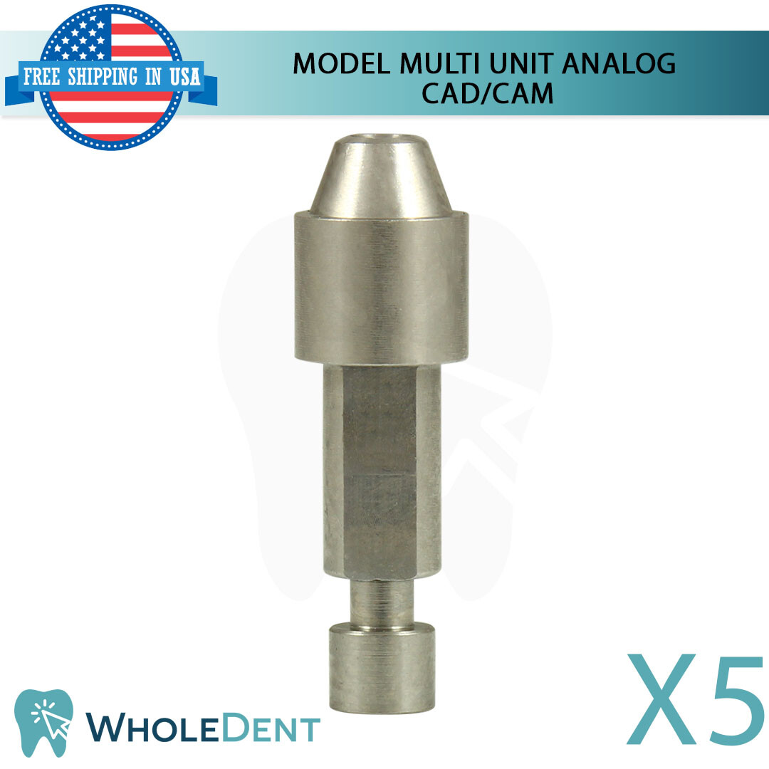 5x Dental 3D Analog Multi-Unit System 1.6mm CAD/CAM Stainless Steel