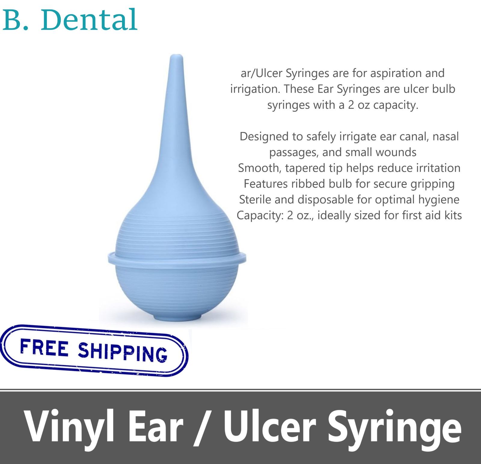 NEW INFANT BABYNEWBORN BULB EAR SYRINGE STERILE IN PACKAGE SOFT LATEX-FREE 2 OZ