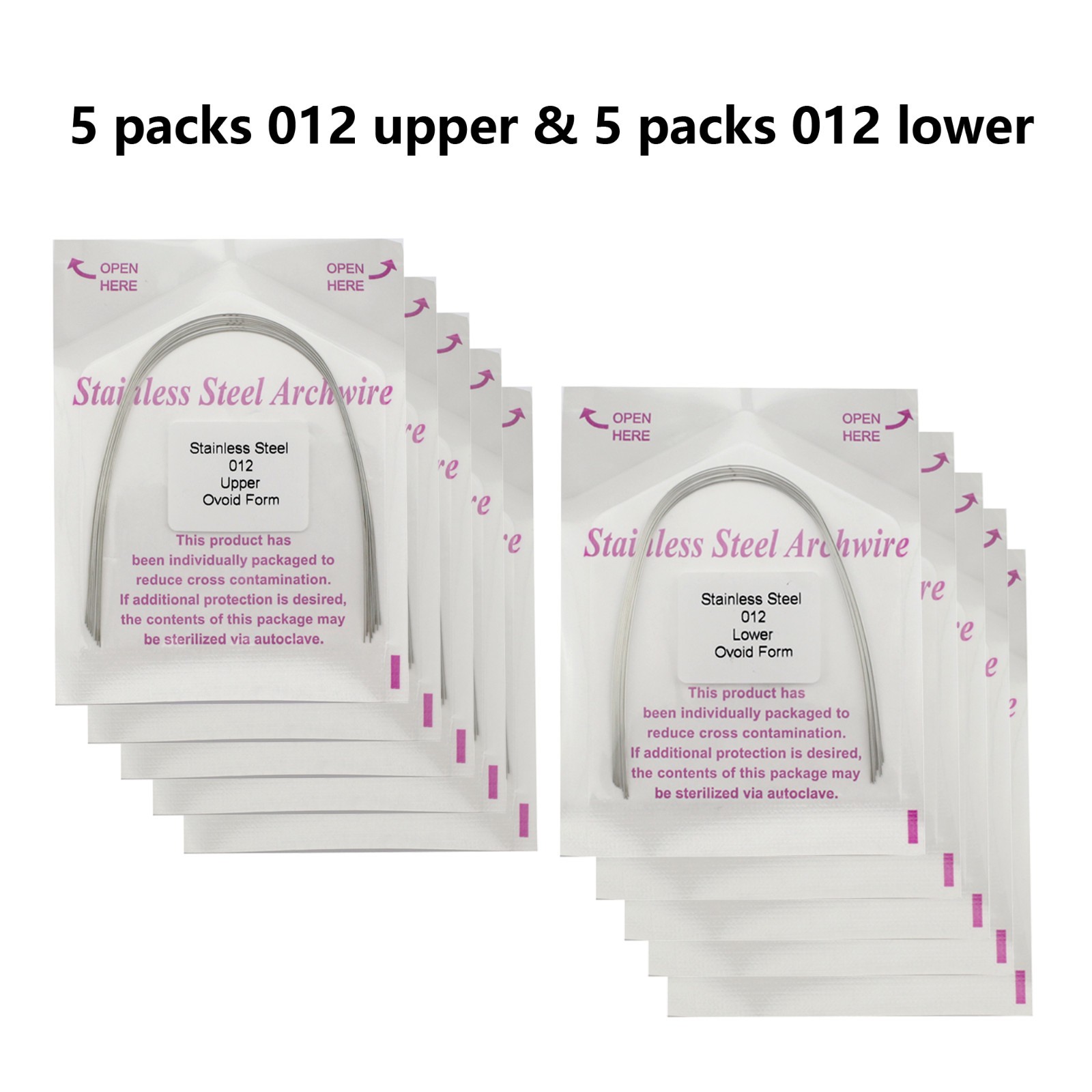 Stainless Steel Orthodontic Arch Wire Ovoid Natural Round Rectangular 10 Packs