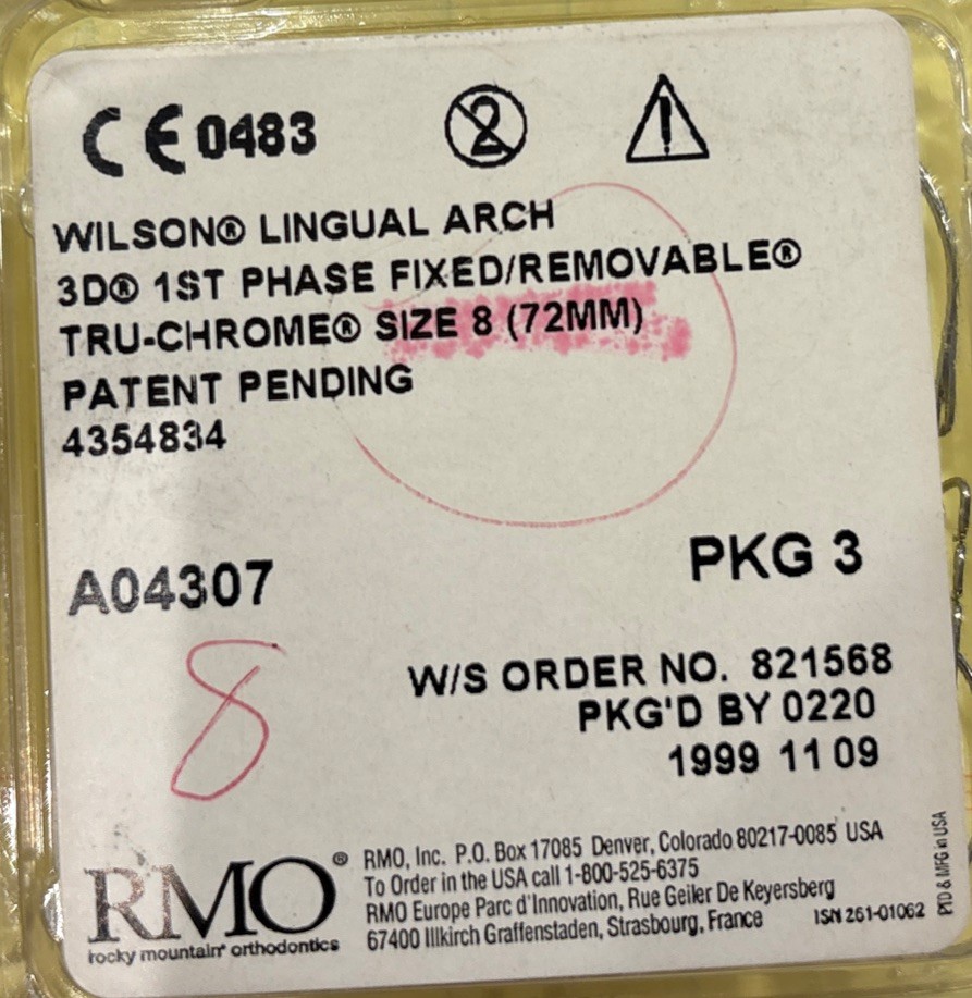 Wilson Lingual Arch – Fixed Lingual Controlled Arch Lot