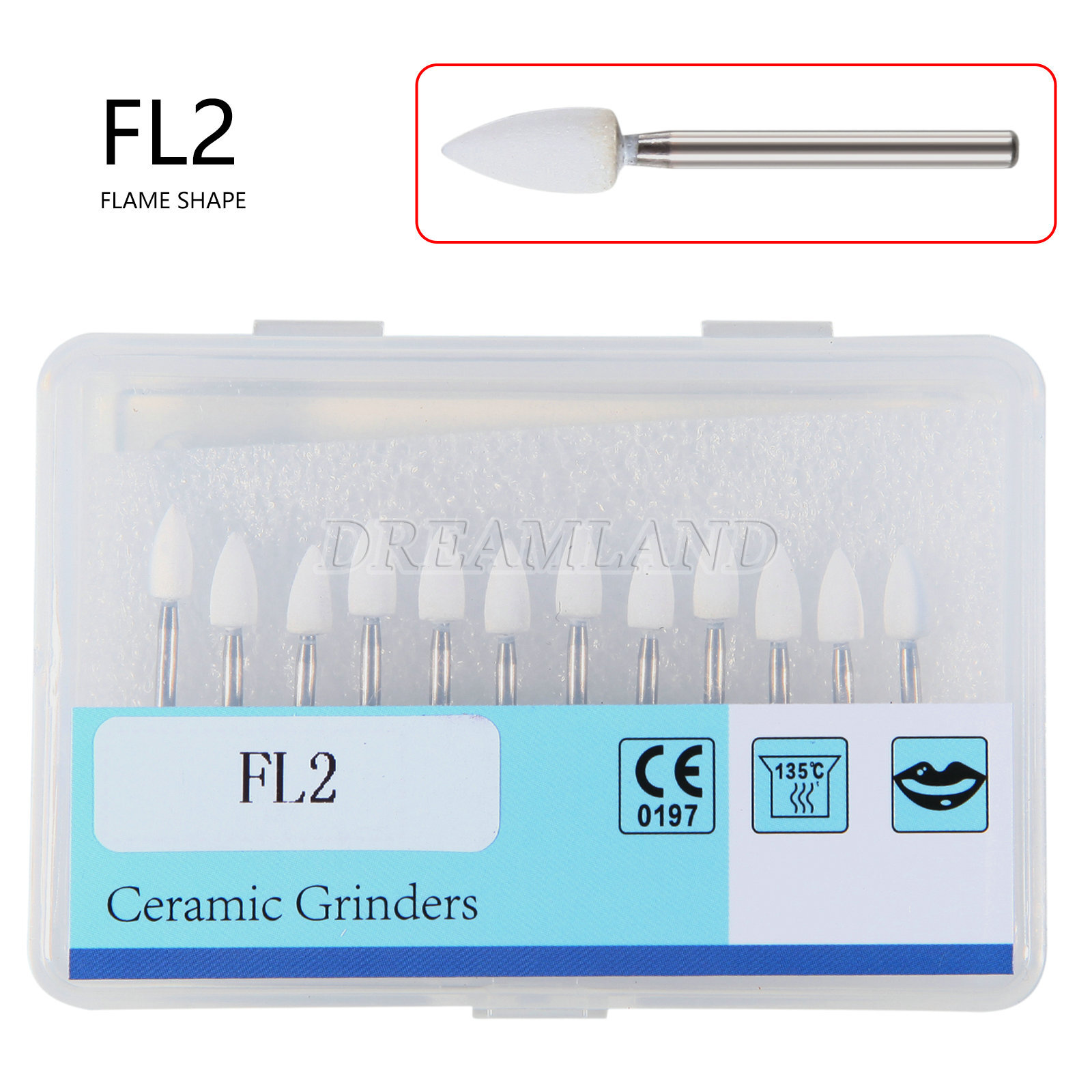 Dental White Stones Polishing FG burs Flame Cone shape Arkansas Stone 12pc/Box