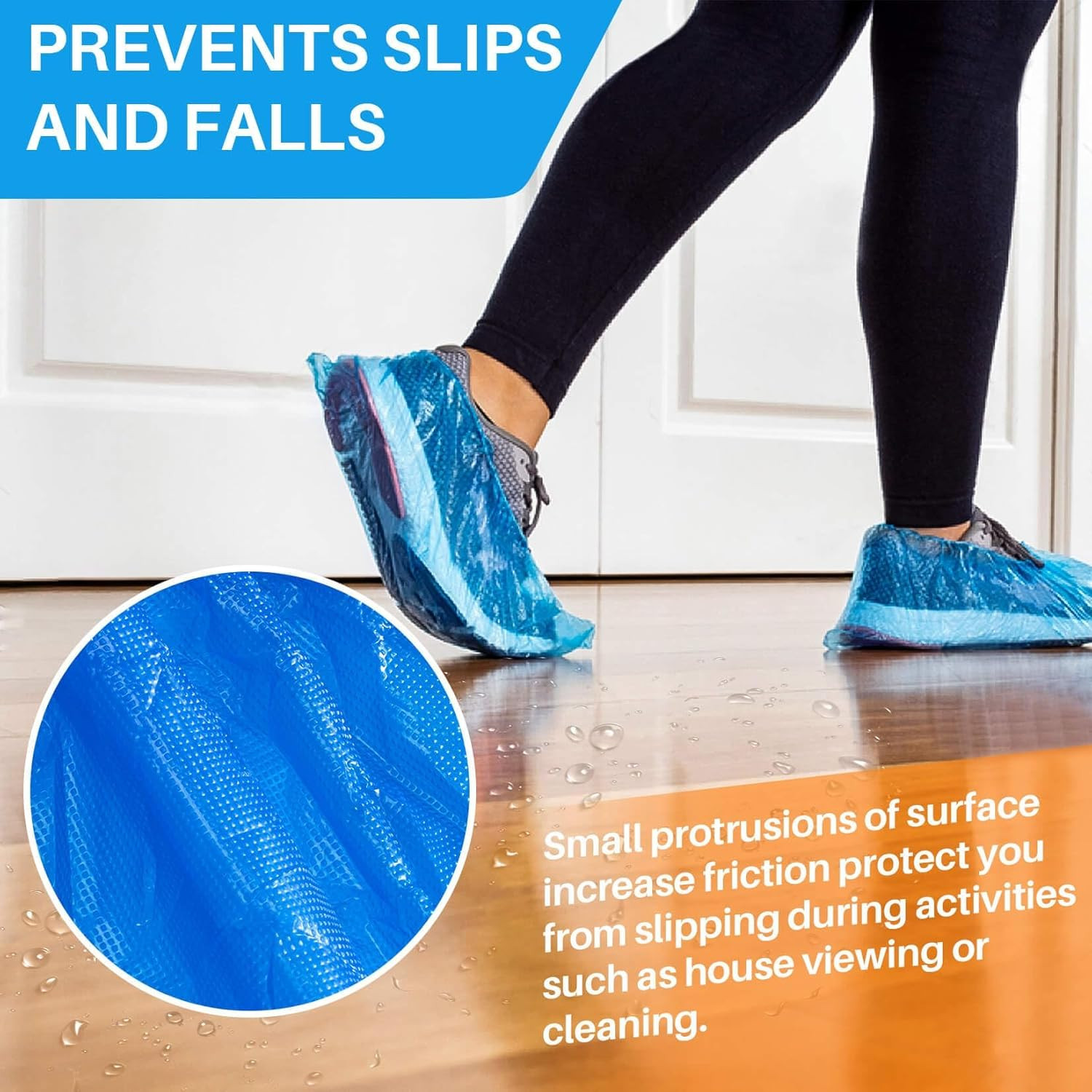 MAQIHAN 100 Pack Shoe Covers Disposable – Non Slip Plastic Booties Covers | Foot