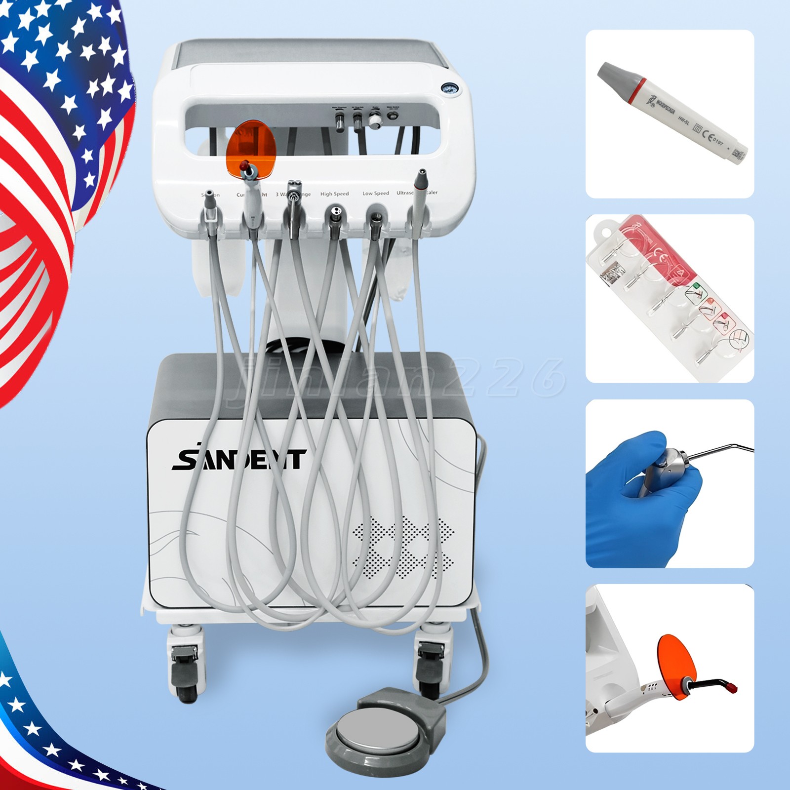 Portable Dental Delivery Unit Compressor Light Curing Utrasonic Scaler Suction