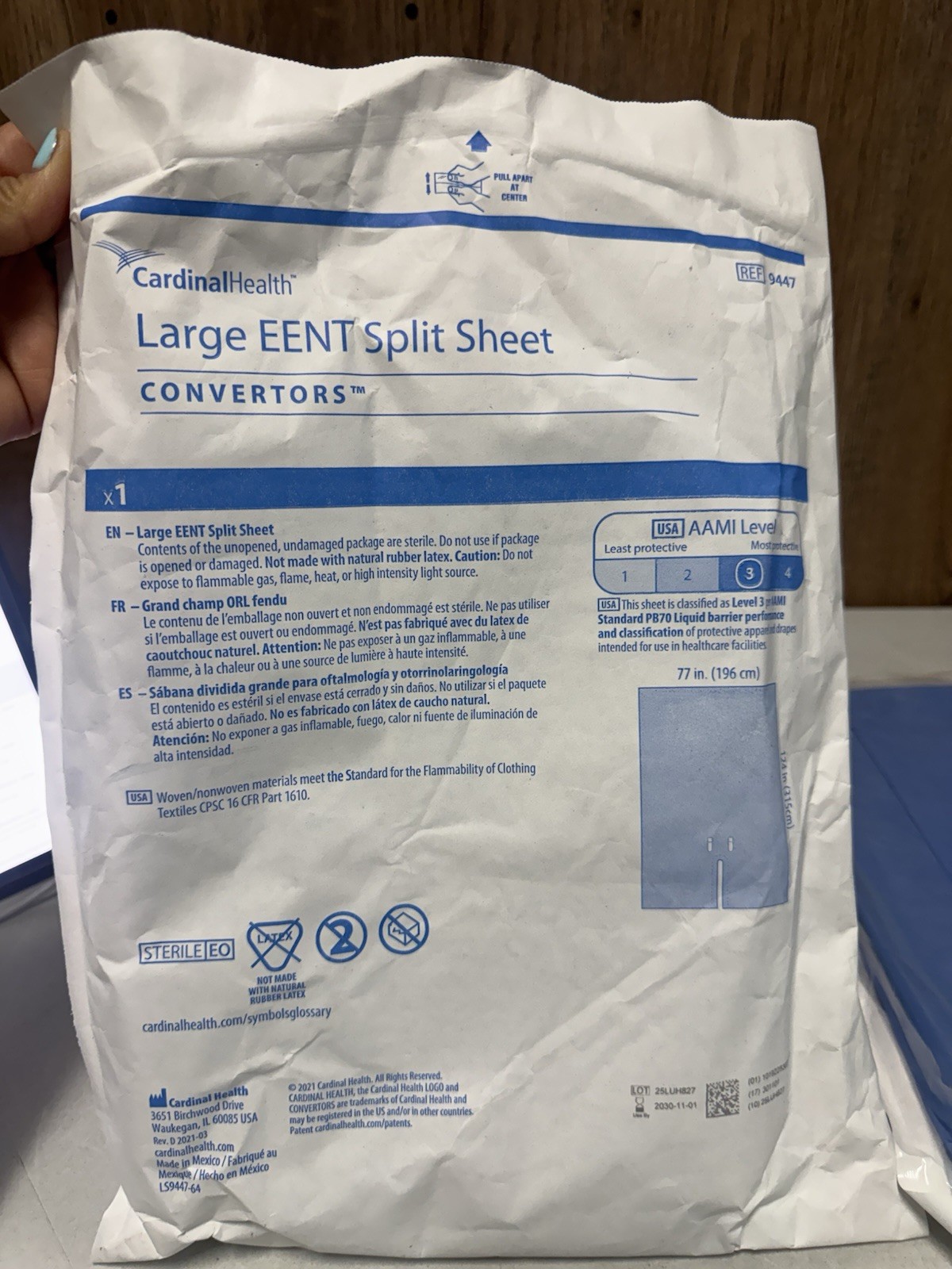 Cardinal Health Large EENT Split Sheet Sterile Ref 9447 AAMI Level 3