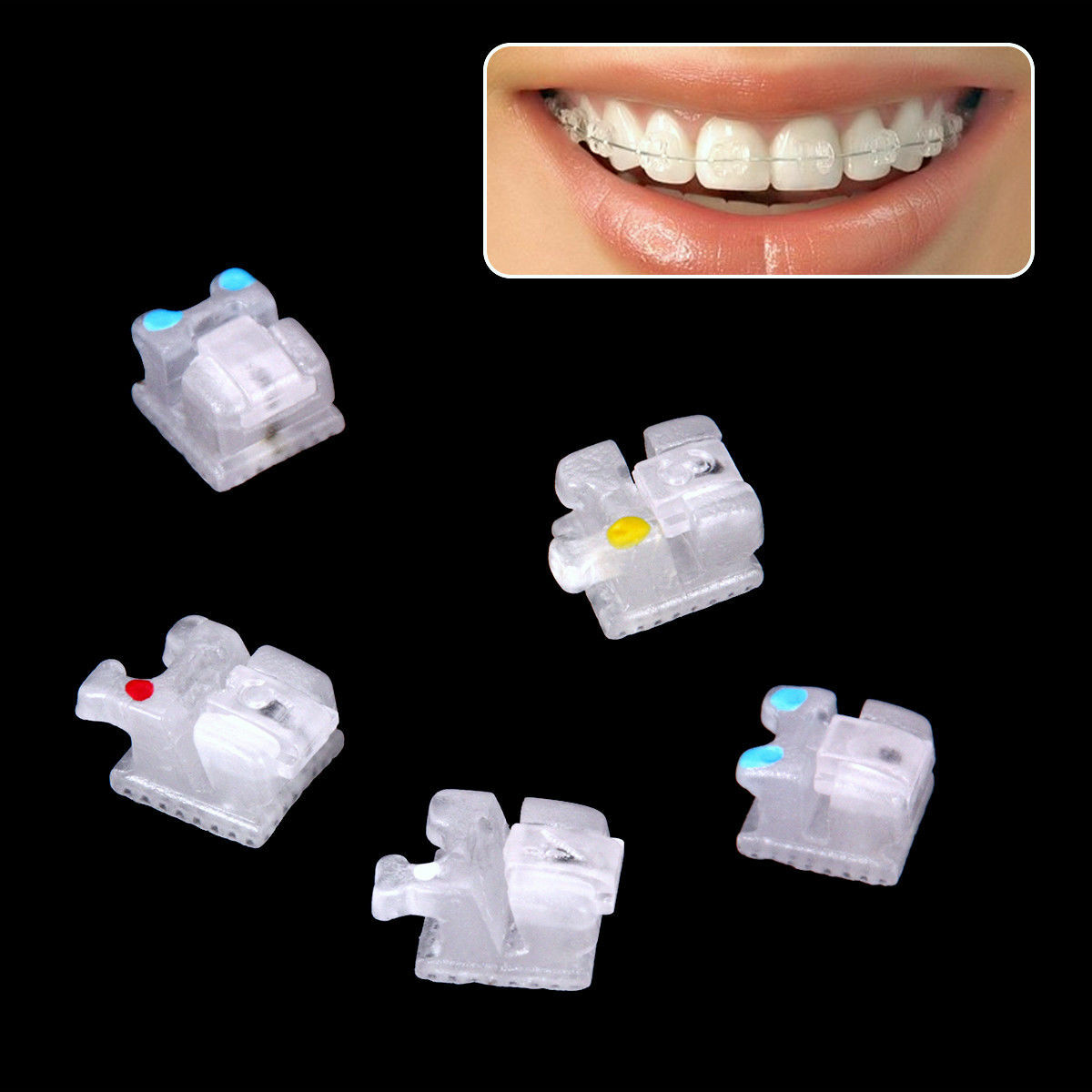 Dental Self-Ligating Orthodontic Ceramic Bracket Brace Roth 022 Slot 345 Hooks