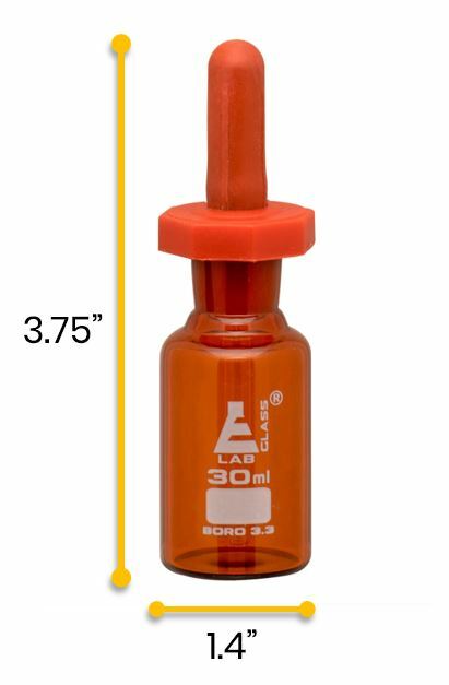 Dropping Bottle, 30ml (1oz) – Amber Colored Borosilicate 3.3 Glass – Eisco Labs