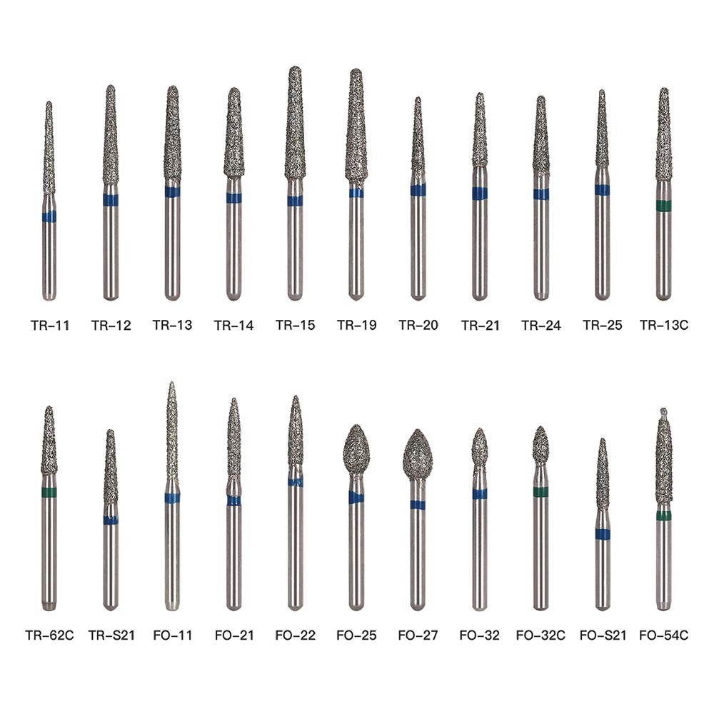 AZDENT Dental Diamond Burs FG For High Speed Handpiece Friction Grip 100 Models