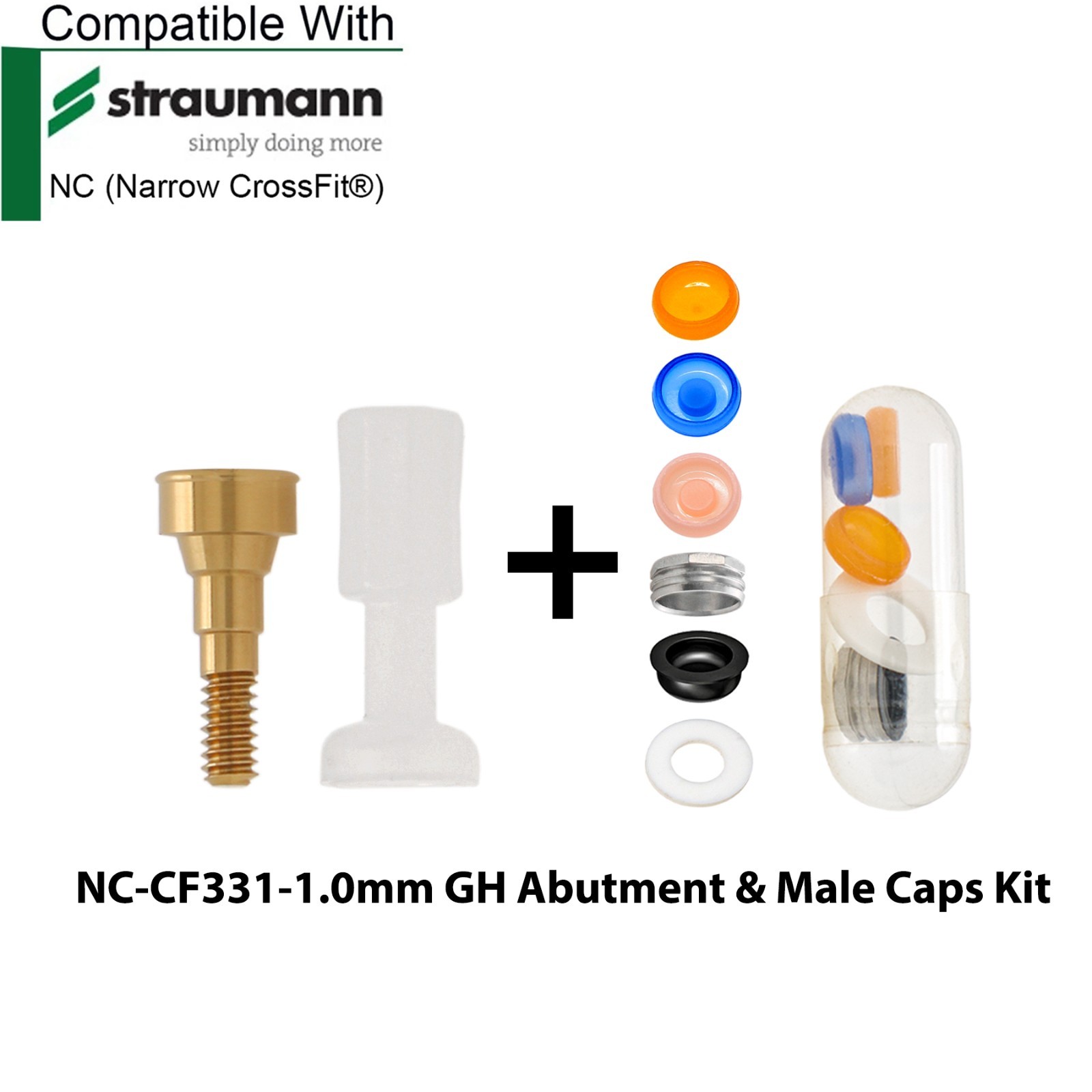 Dental Locator Abutment Compatible STRAUMANN Bone Level NC/RC & Male Caps Kit