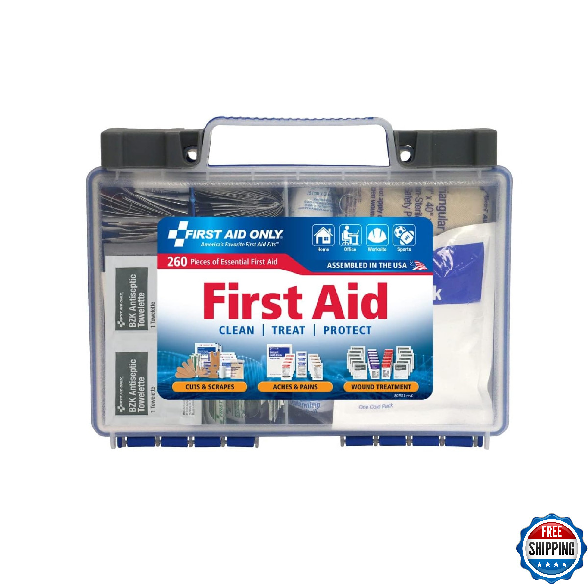 First Aid Only 91248 OSHA 50-Person First Aid Kit for Business Home Car – 260 pc