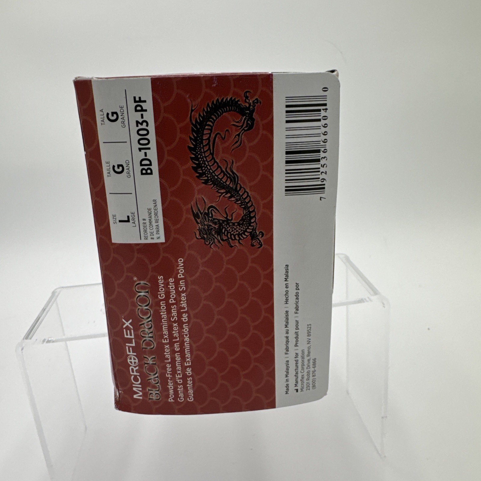 *100-Gloves Microflex Black Dragon PF Examination Latex BD-1003-PF, Size Large