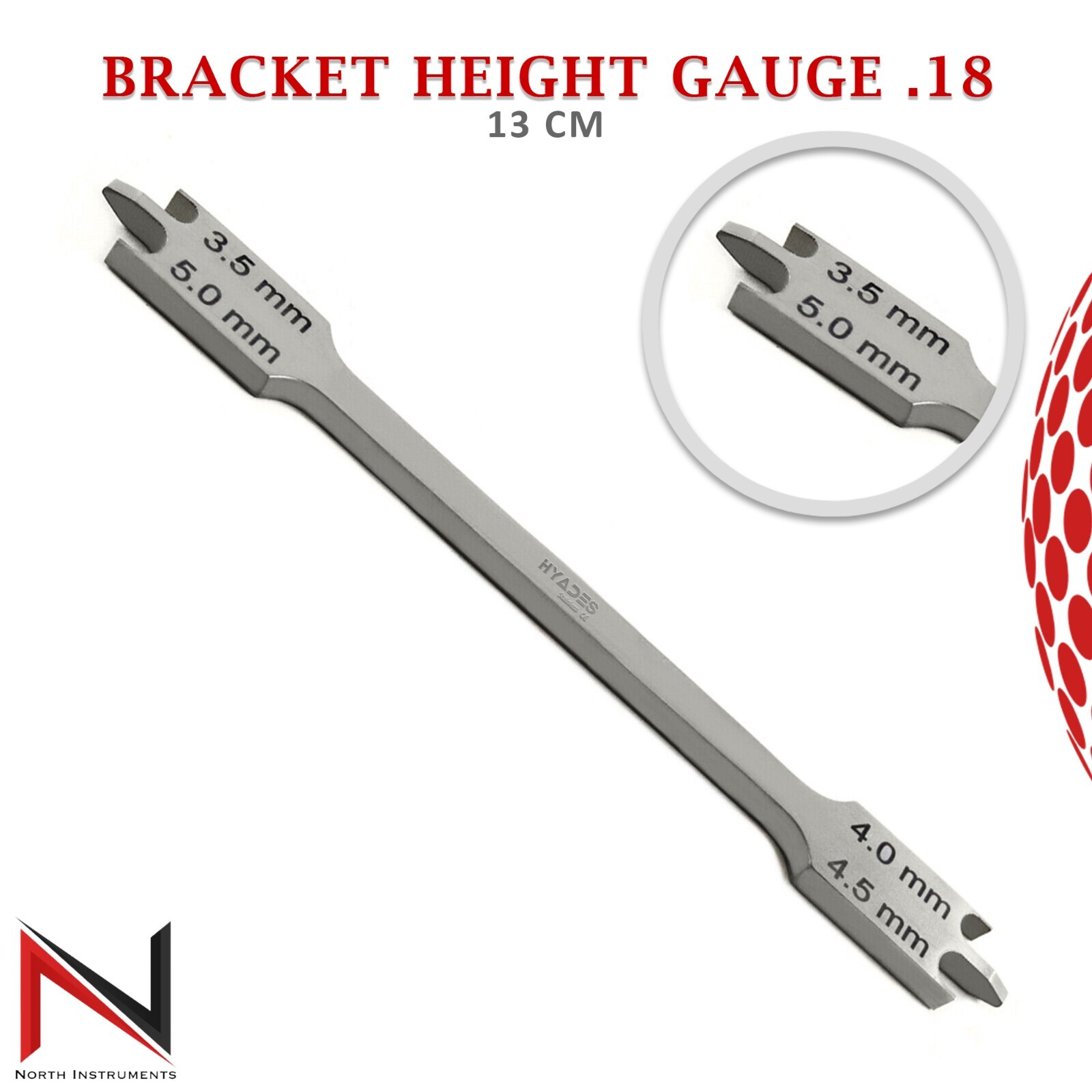 Ortho Lab Wick Type Bracket Positioning Height Gauge Measuring Dental Gauges