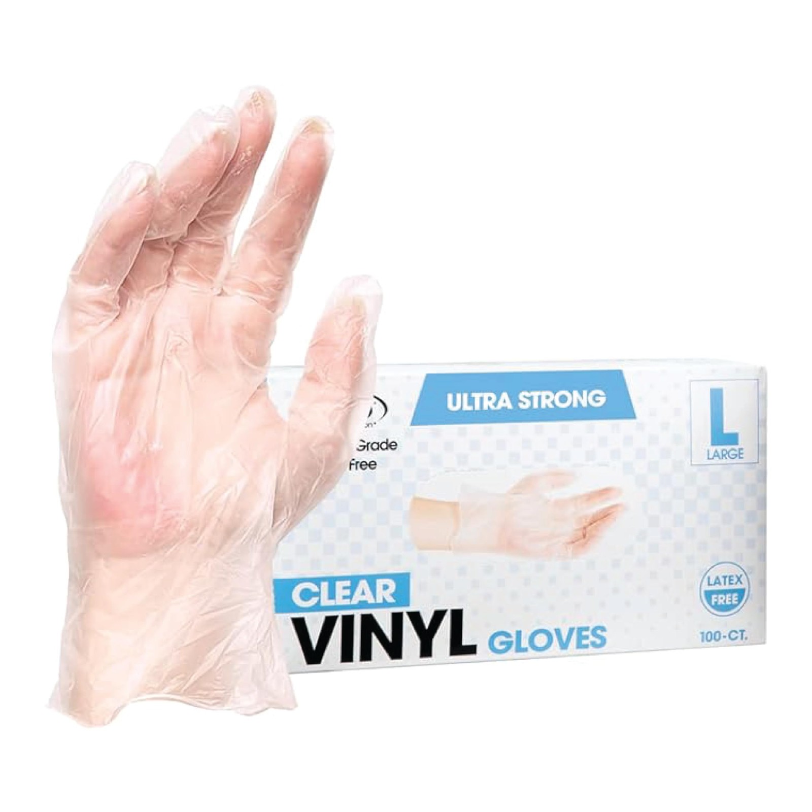 Disposable Vinyl Gloves Clear Powder Free Latex Free Food Safe 100 Count