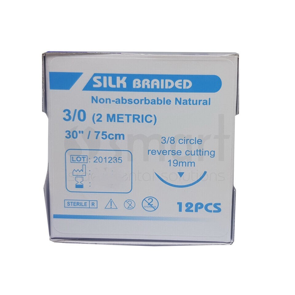 LOT x 3 Dental and Veterinary Non Absorbable stitch SILK 3/0 box 12 pcs