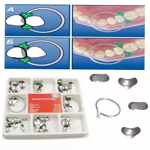 TOR VM Dental Matrix Bands Sectional Contoured Matrices Wedge Ring Clamp No1.398