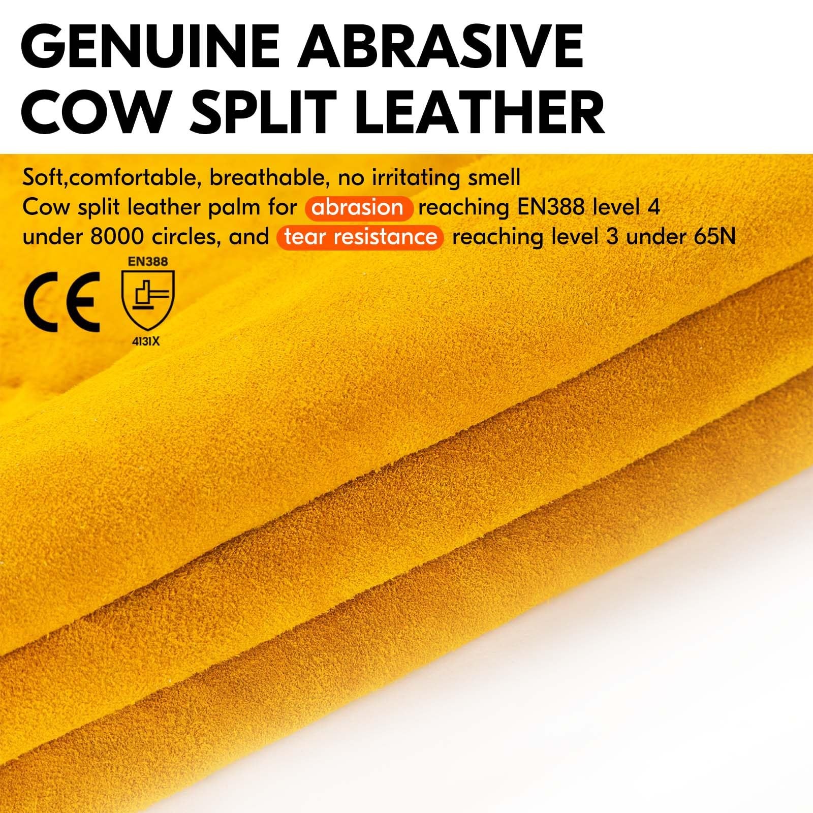 Vgo… 3-Pairs Unlined Cowhide Split Leather Work And Driver Gloves For Heavy