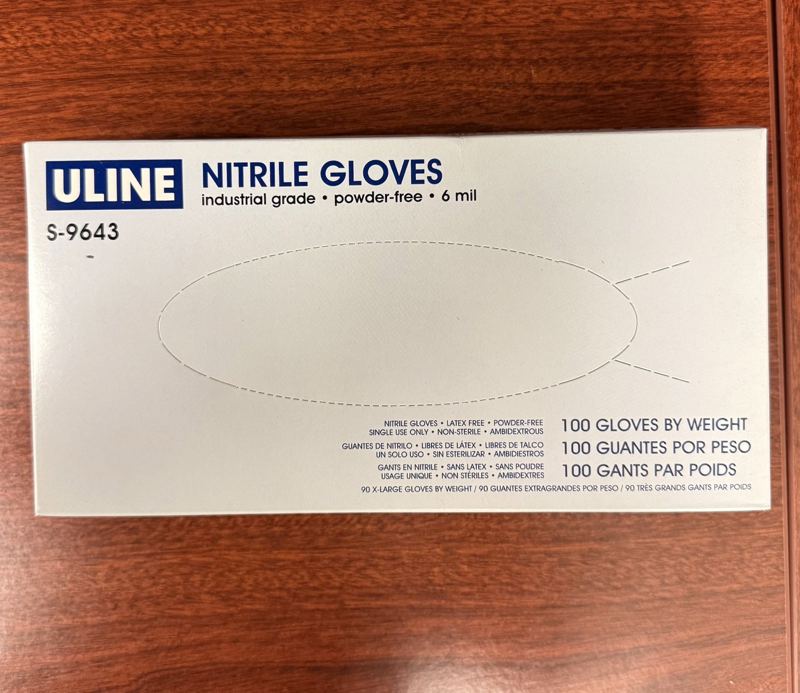Uline S-9643 Nitrile Gloves, 6 Mil, 100 Count, Small