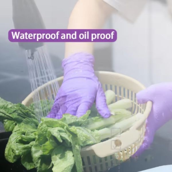 50pcs disposable purple nitrile gloves, food contact gloves, dishwashing oil