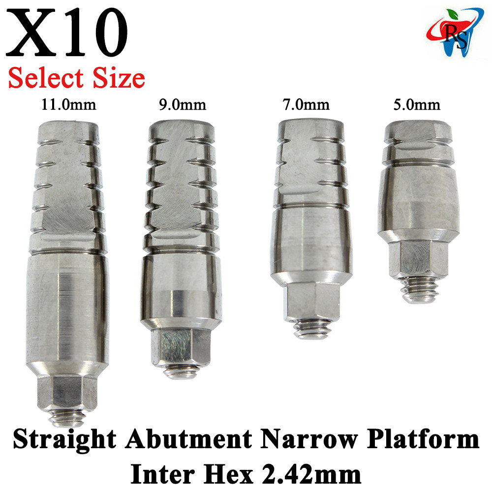 10x Dental Fixture Straight Adapter Head Narrow Platform Int Hex 2.42 Titanium