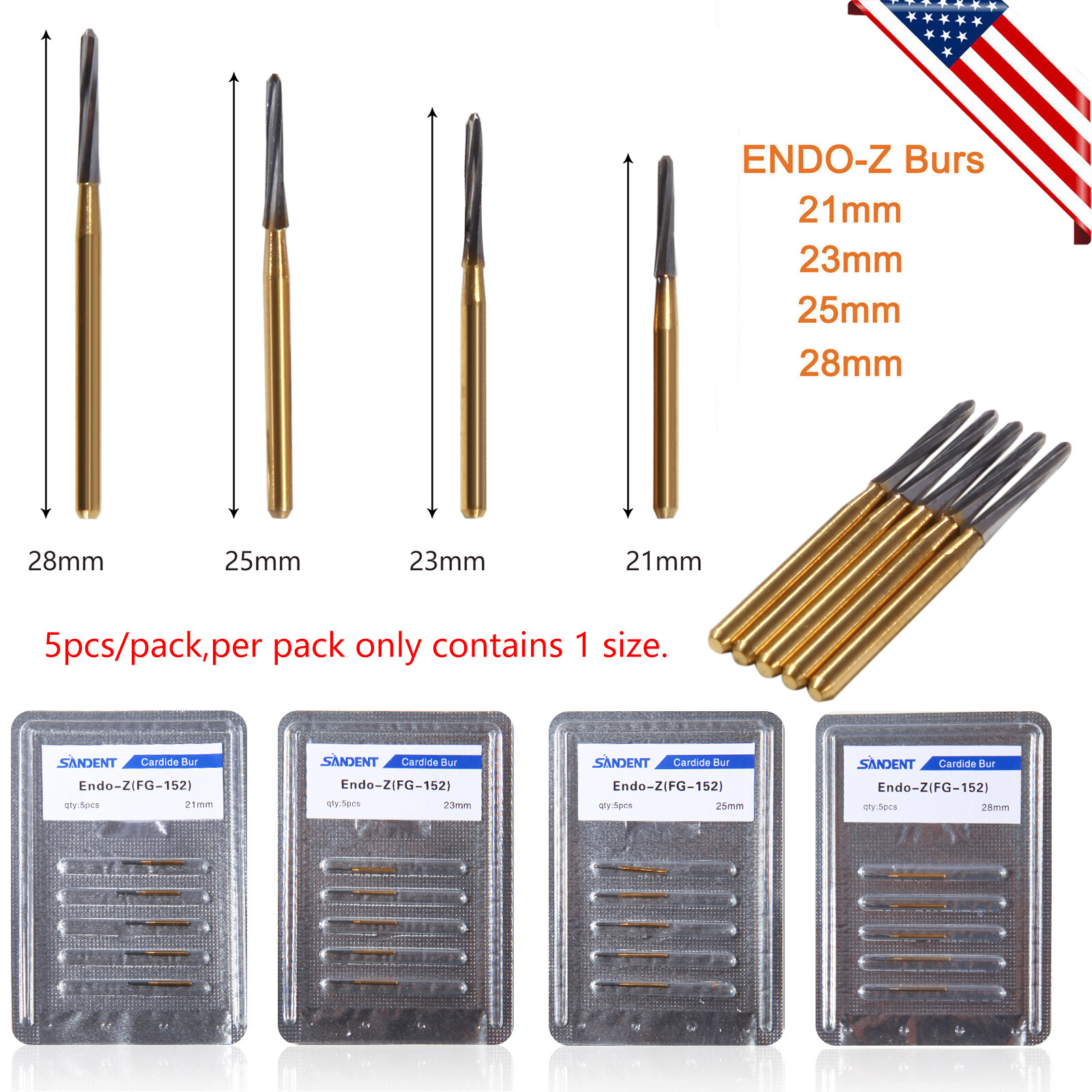 Dental Drill Carbide Tungsten Steel Finishing FG ENDO-Z Burs 21/23/25/28MM OR