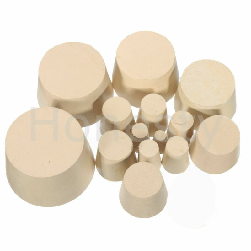 Rubber Stopper Bungs Laboratory Solid Hole Stop Push-In Sealing Plug 15 Size