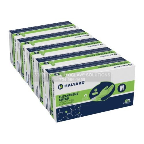 Halyard FLEXAPRENE* GREEN Exam Gloves 44794 – 5 BOXES of 200 MEDIUM
